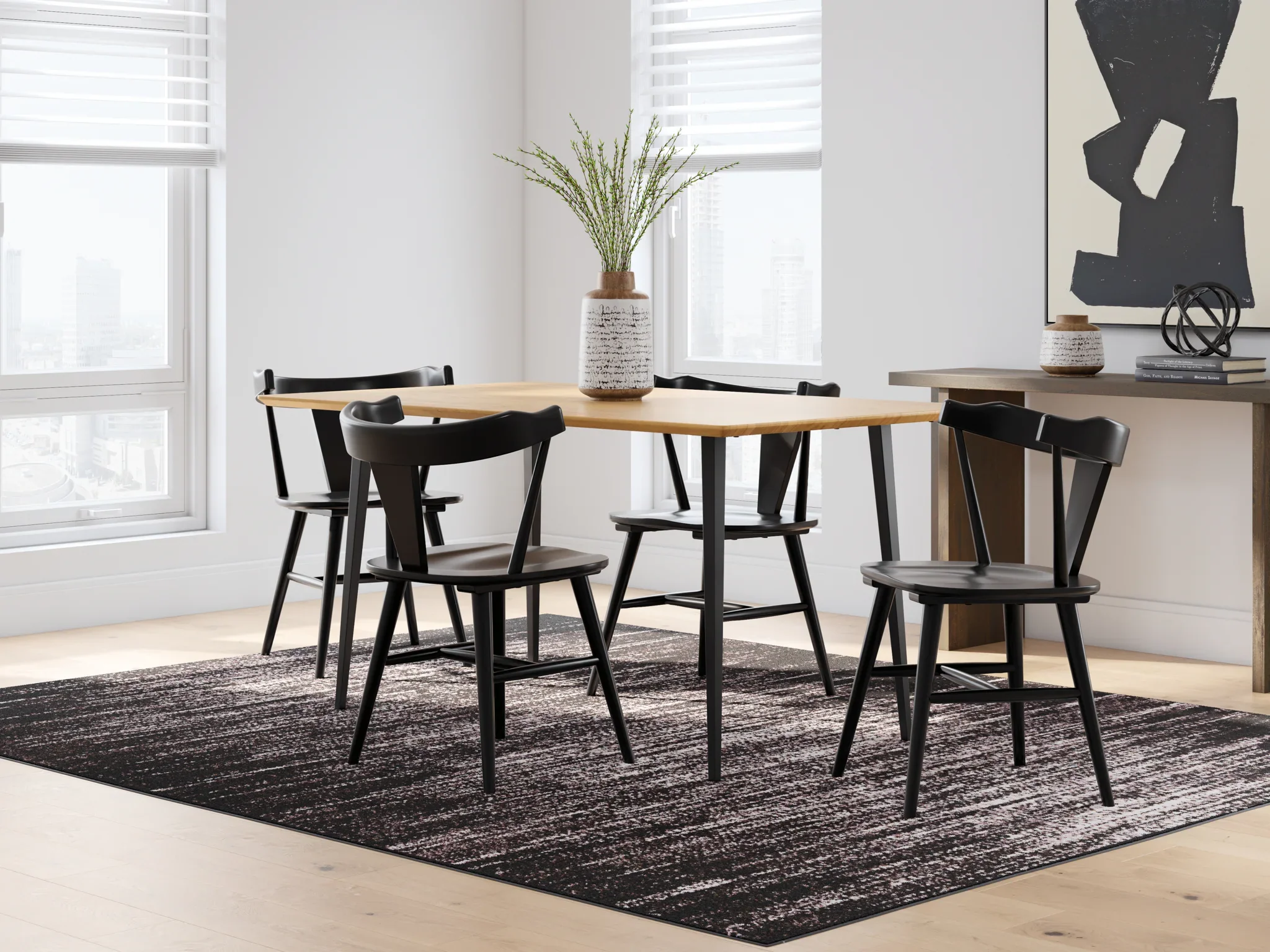 Gretlynn - Black / Natural - 5 Pc. - Dining Room Table, 4 Side Chairs