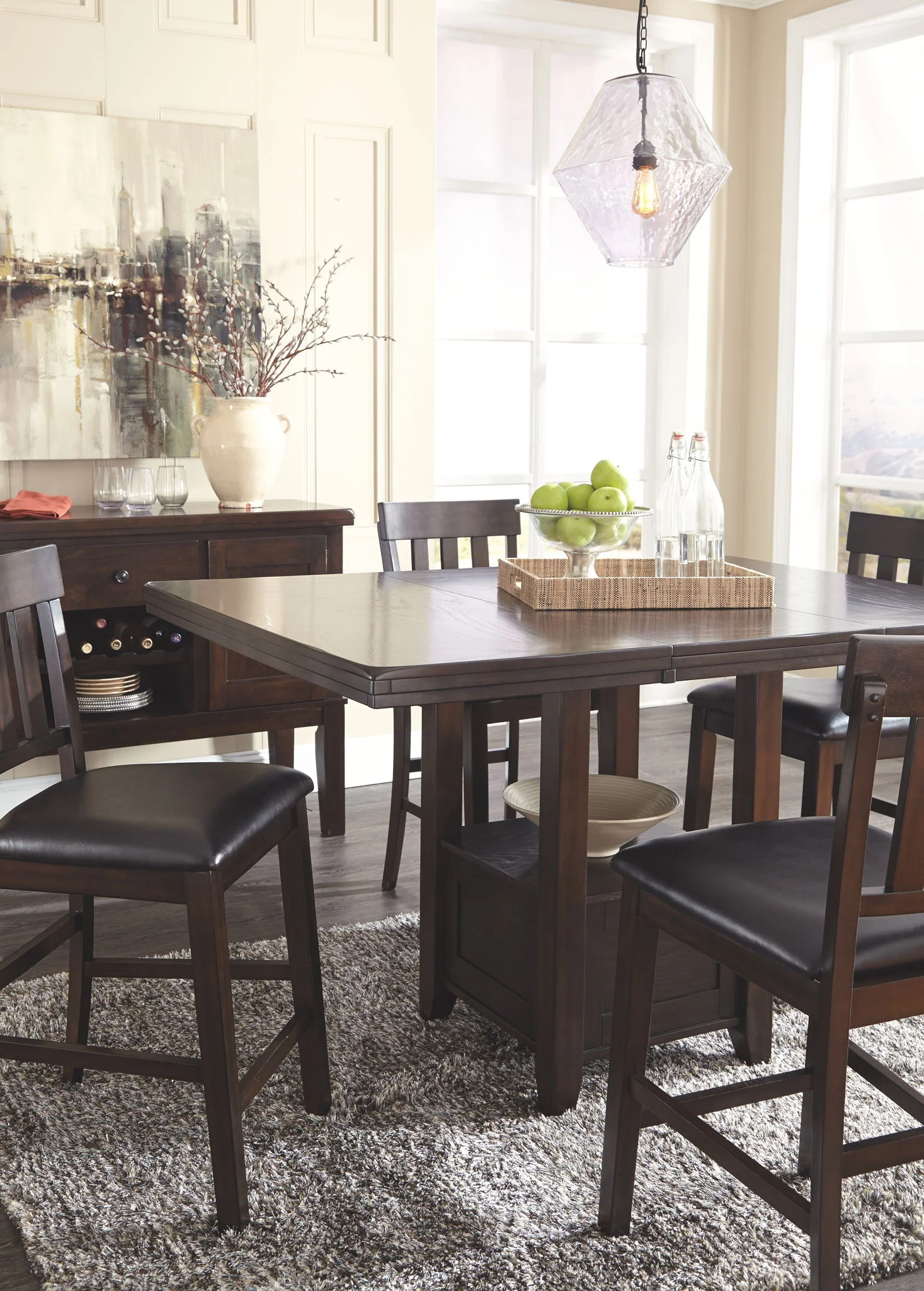 Haddigan - Dark Brown - 7 Pc. - Extension Table, 6 Side Chairs - Image 6