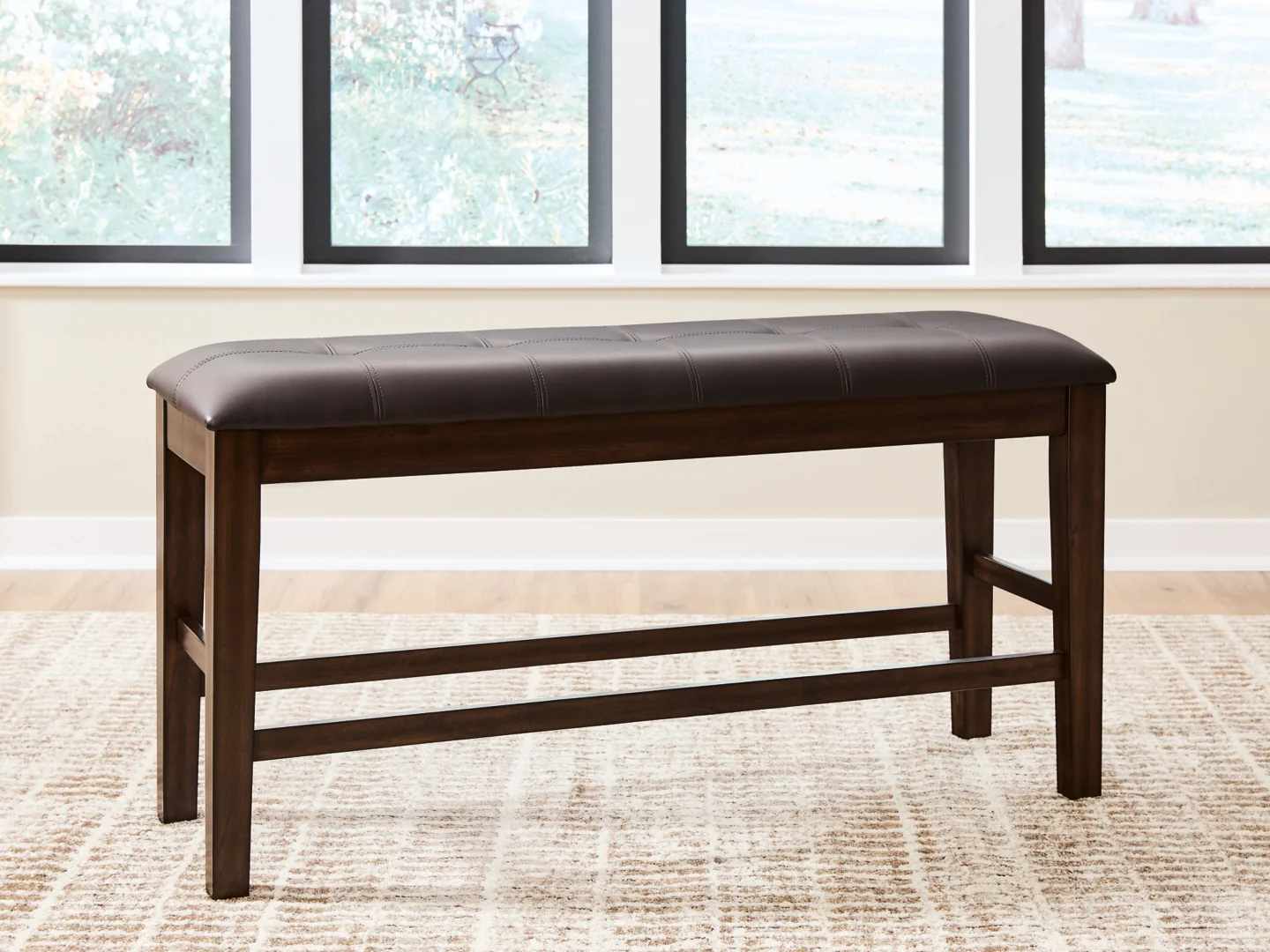 Haddigan - Dark Brown - Double Counter Height Upholstered Bench - Image 3