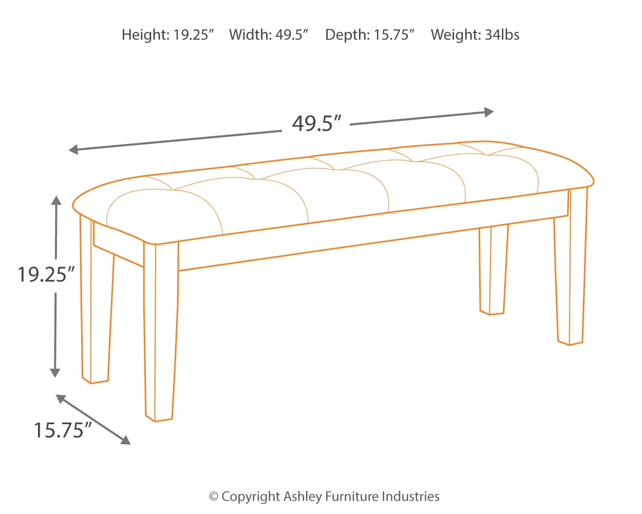 Haddigan - Dark Brown - Large Uph Dining Room Bench - Image 4
