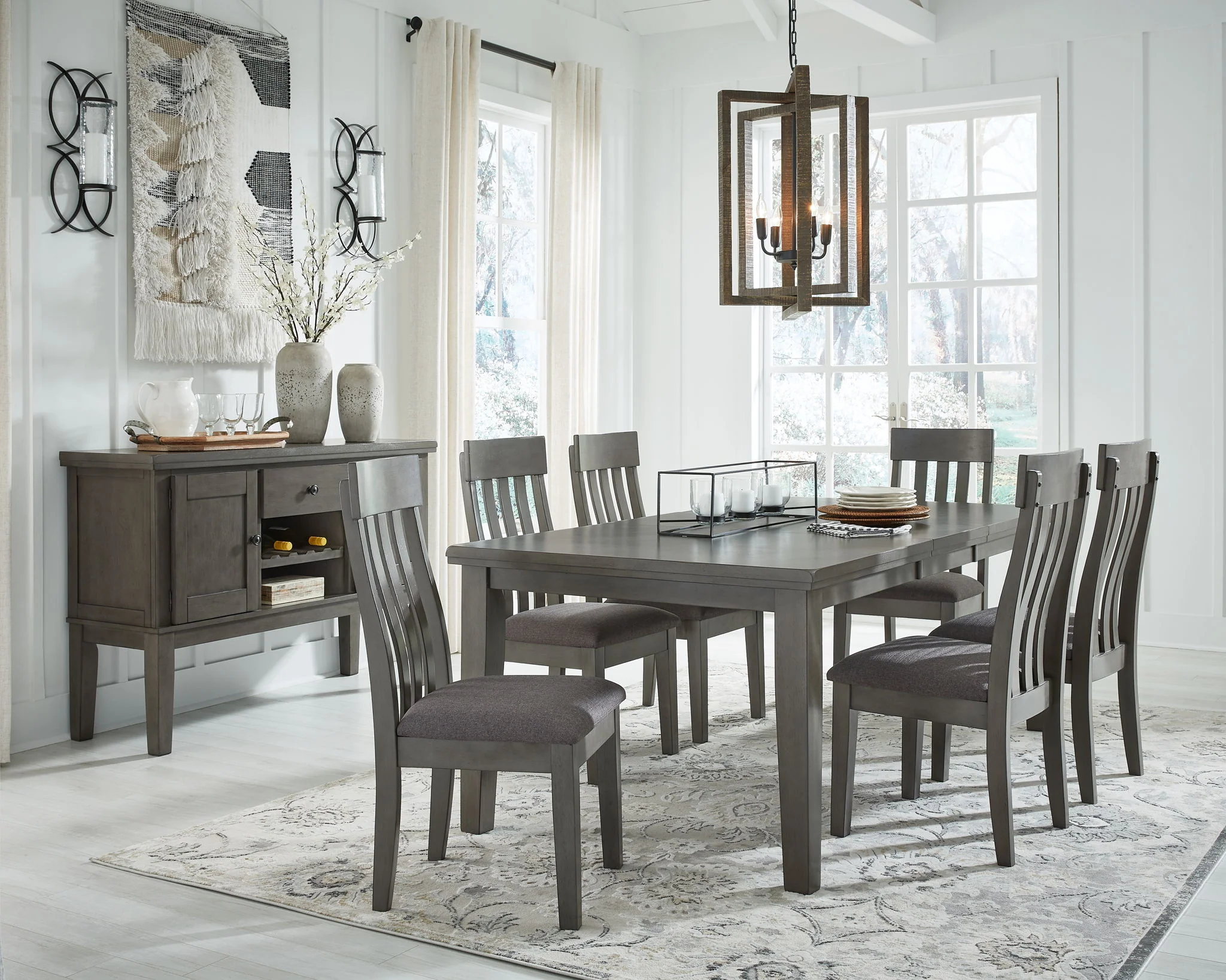 Hallanden - Black / Gray - 8 Pc. - Extension Table, 6 Side Chairs, Server - Image 2