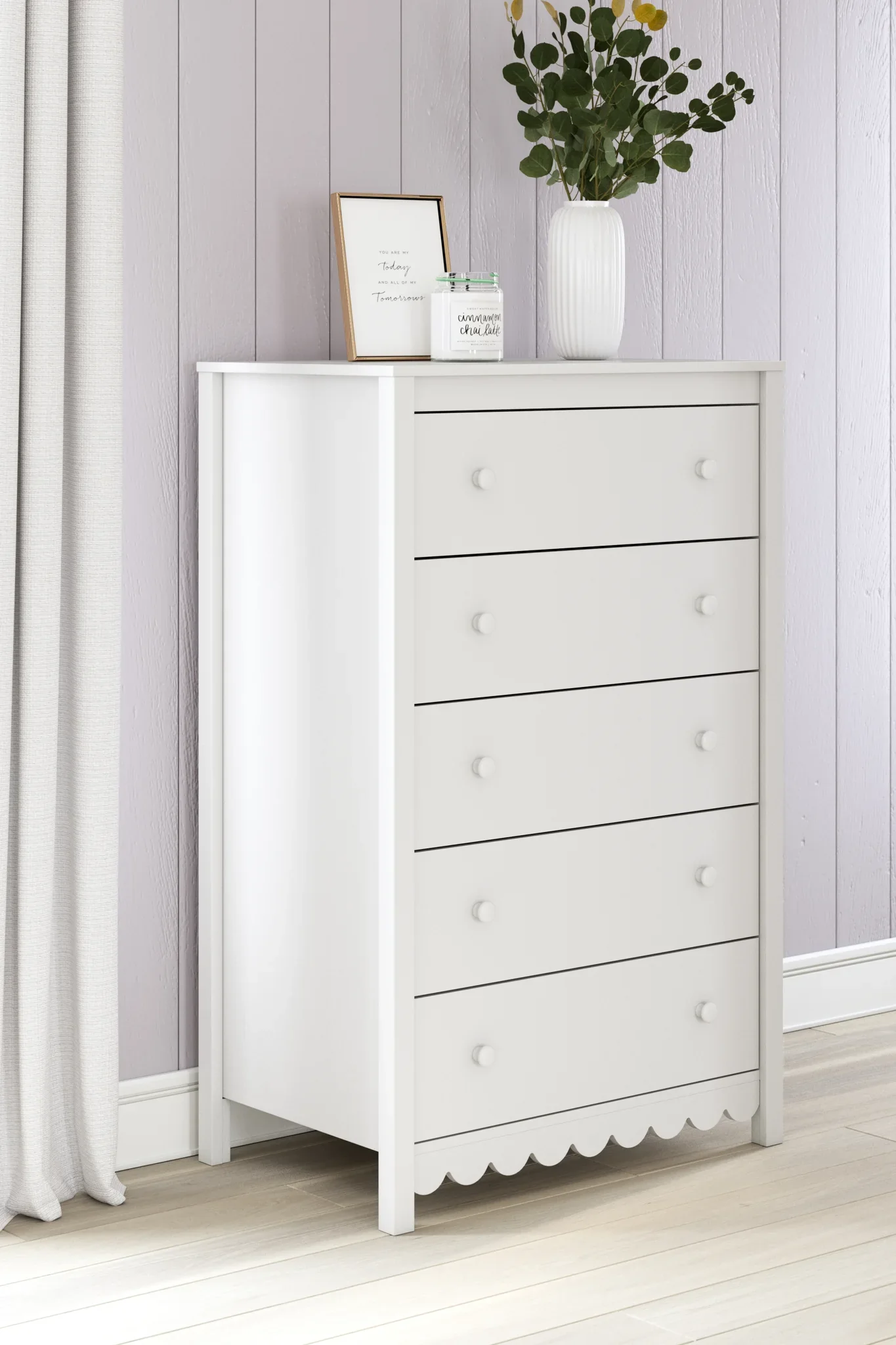 Hallityn - White - Five Drawer Chest - Image 2