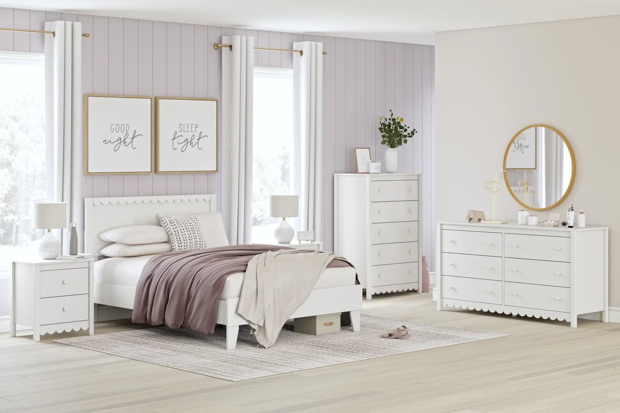 Hallityn - White - Full Panel Platform Bed - Image 2