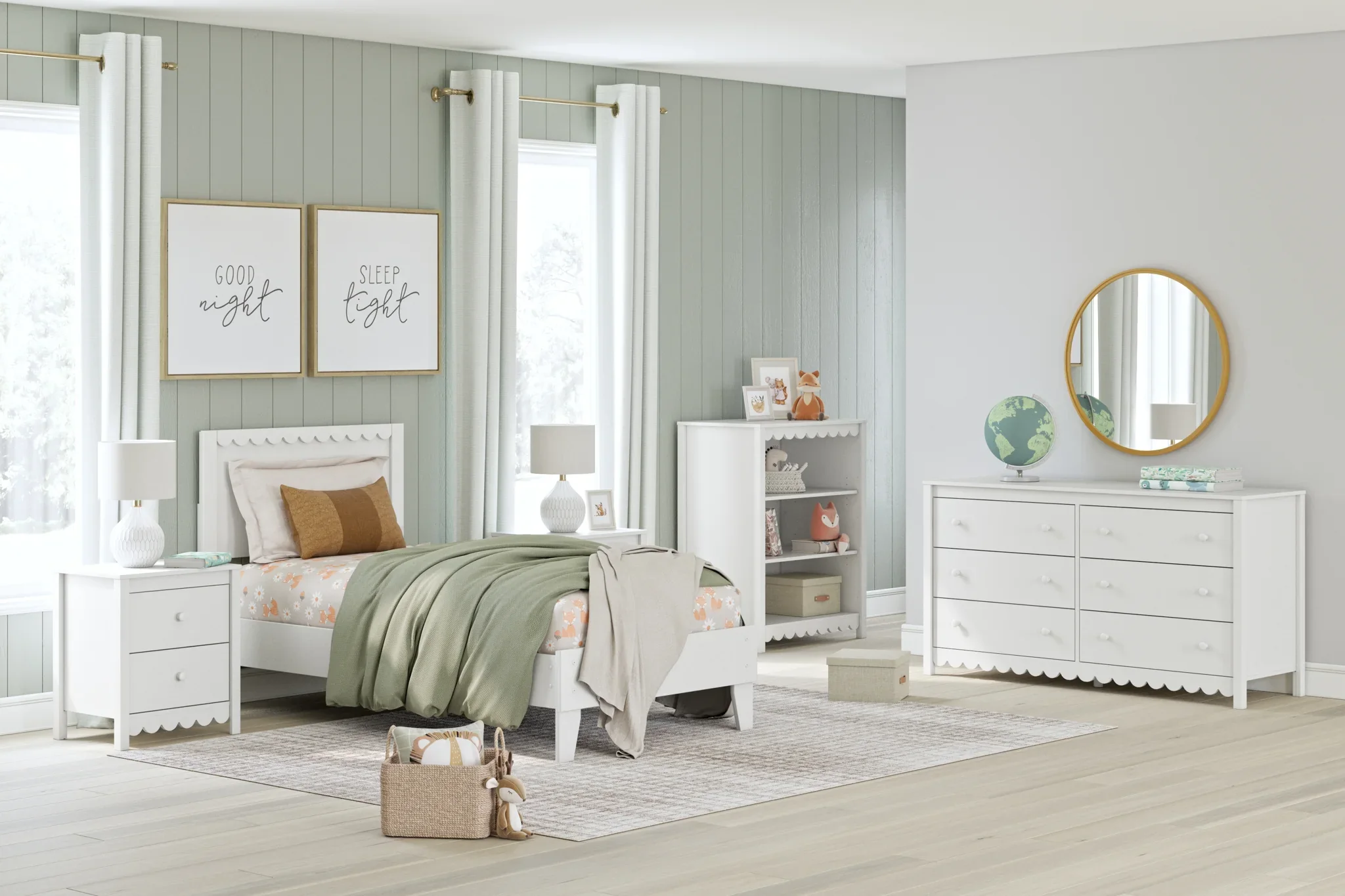 Hallityn - White - Twin Panel Platform Bed - Image 4