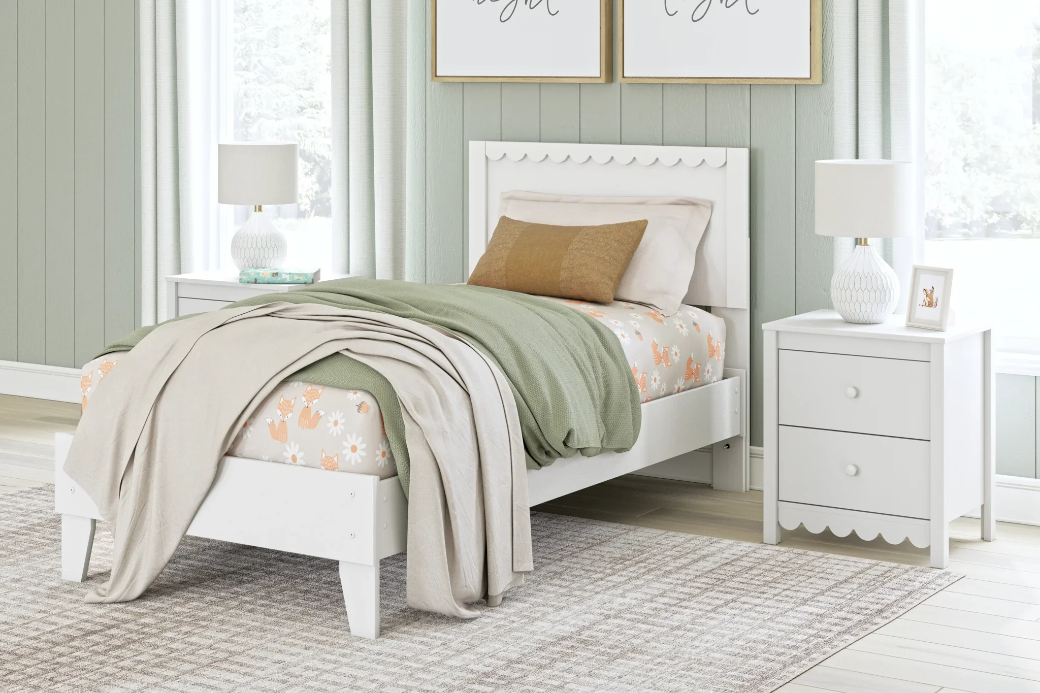 Hallityn - White - Twin Panel Platform Bed - Image 7
