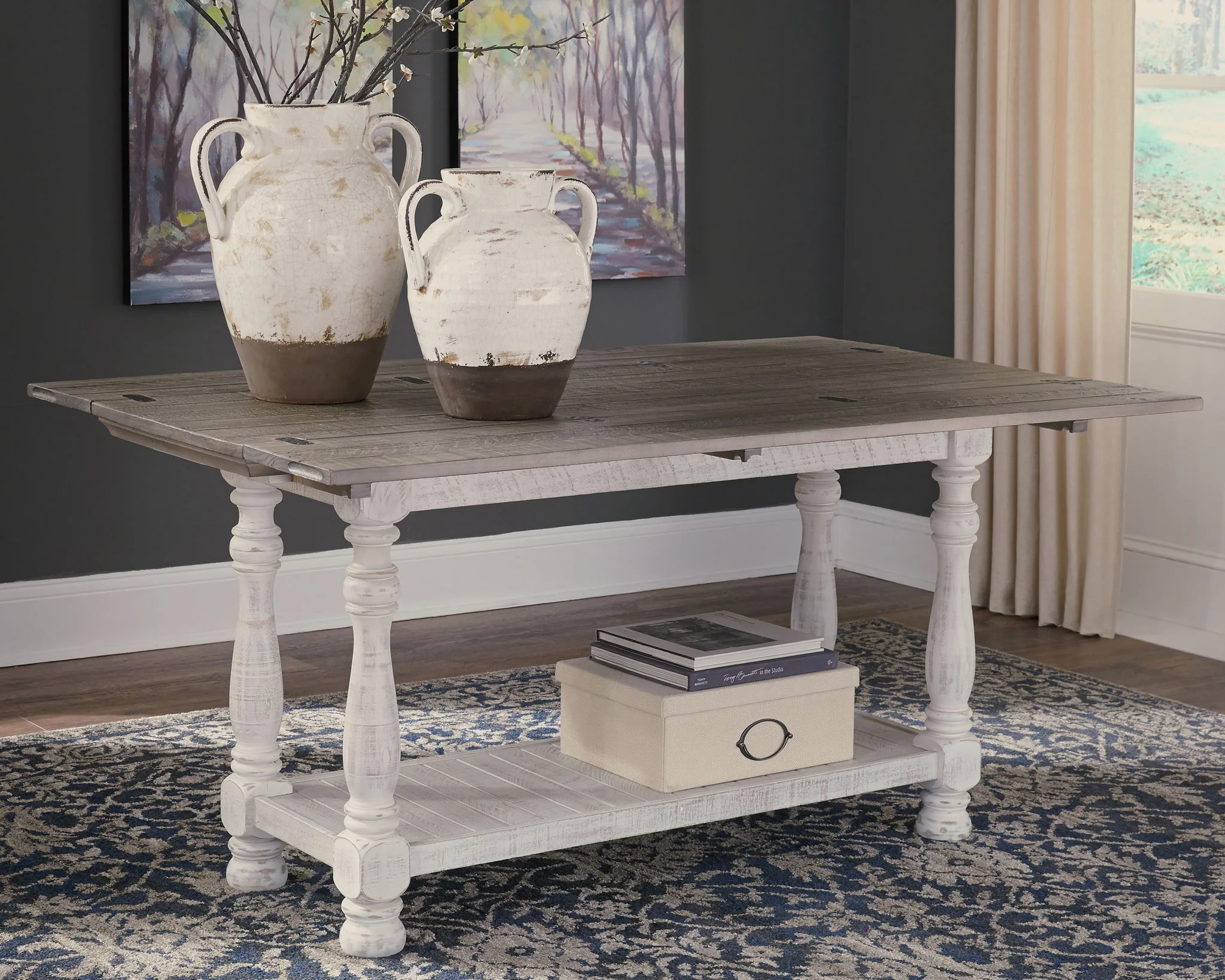 Havalance - Gray / White - Flip Top Sofa Table - Image 4