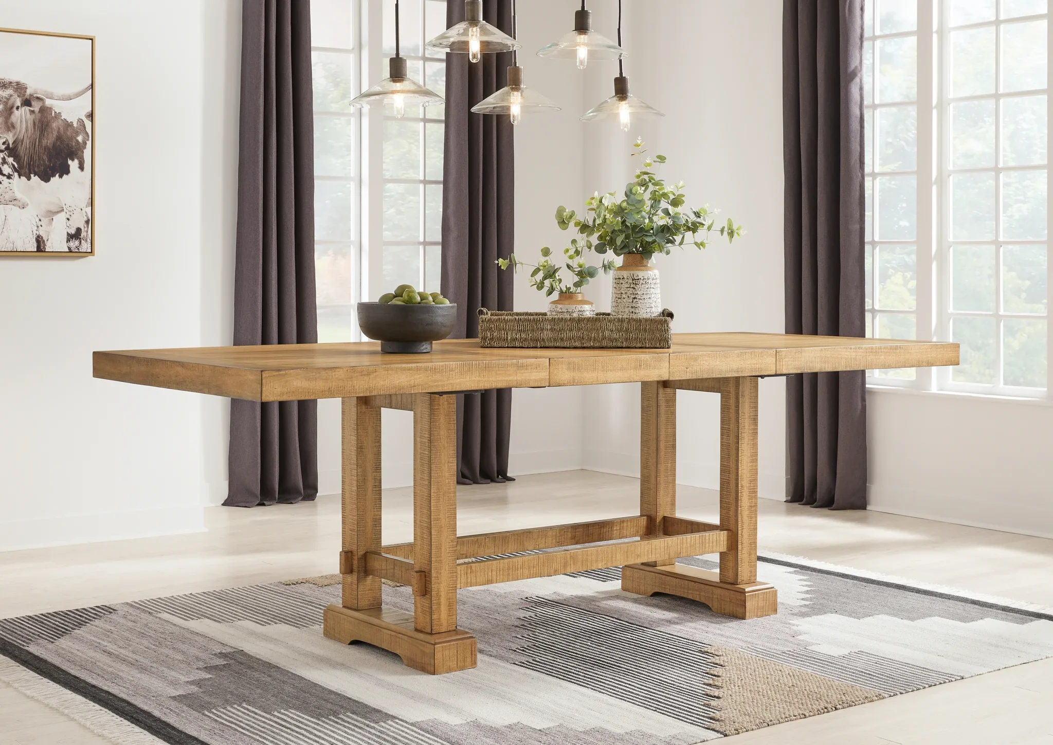Havonplane - Brown - 10 Pc. - Counter Extension Table, 8 Upholstered Barstools, Server - Image 2