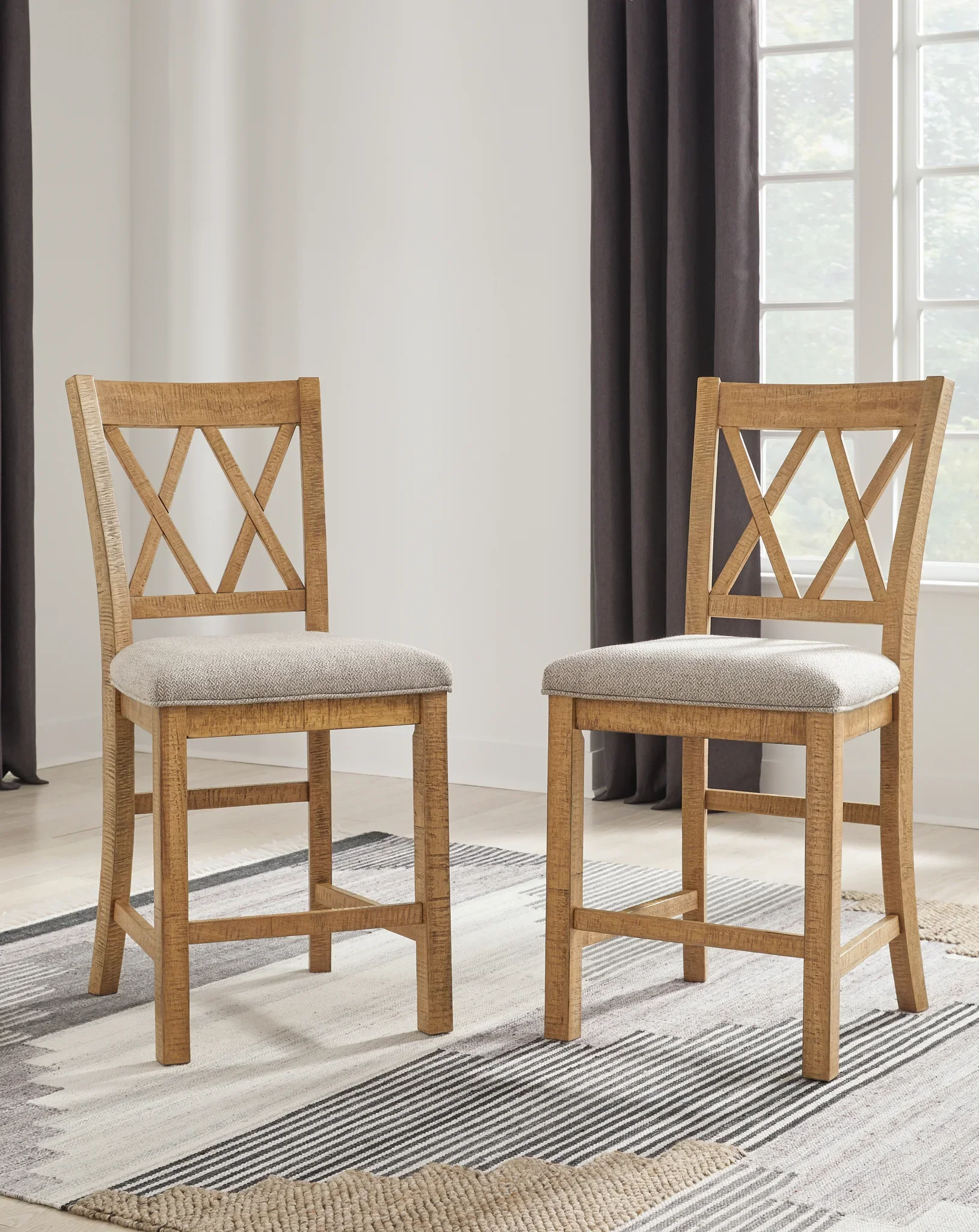 Havonplane - Brown - 12 Pc. - Counter Extension Table, 10 Upholstered Barstools, Server - Image 7
