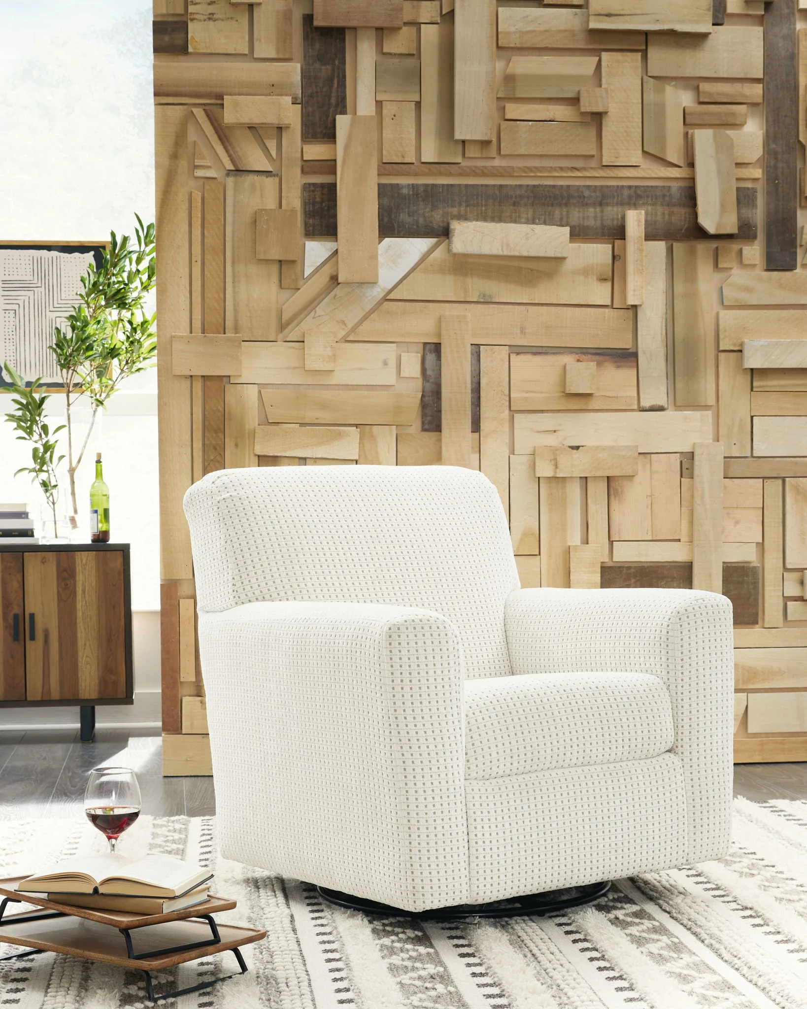 Herstow - Ivory - Swivel Glider Accent Chair - Image 2
