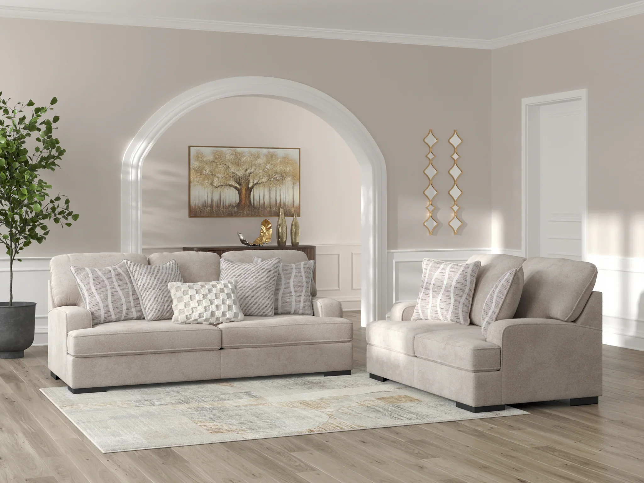 High Profile - Taupe - 2 Pc. - Sofa, Loveseat