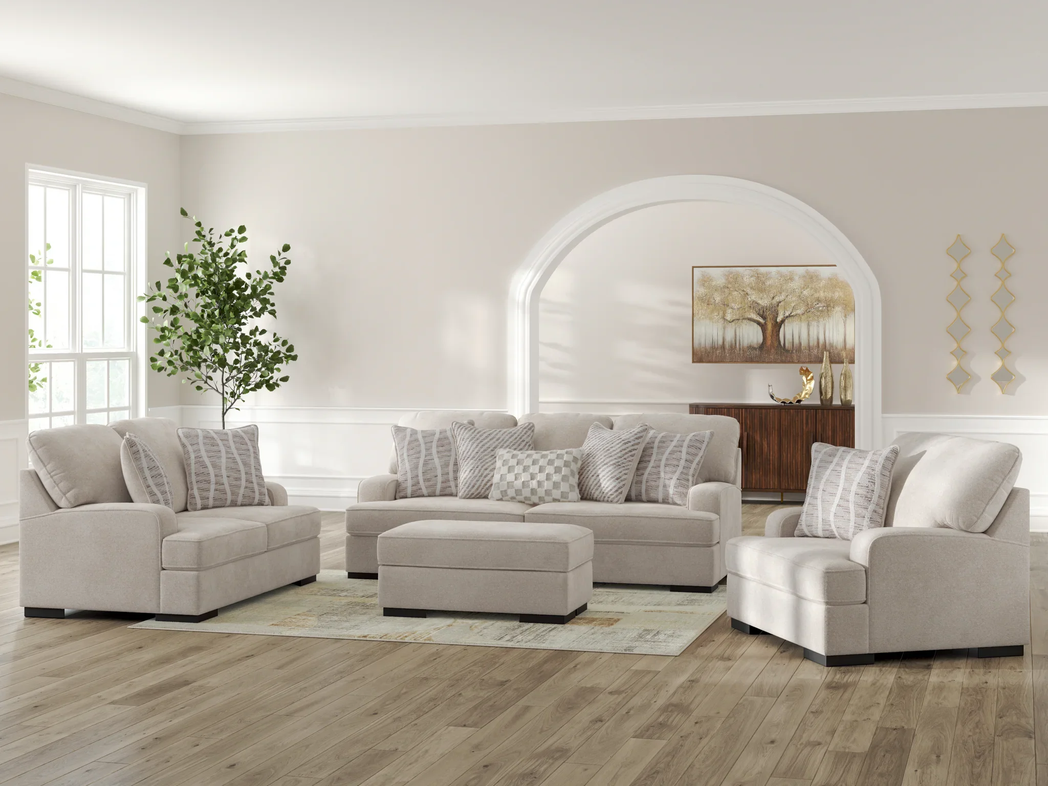 High Profile - Taupe - 4 Pc. - Sofa, Loveseat, Chair And A Half, Ottoman