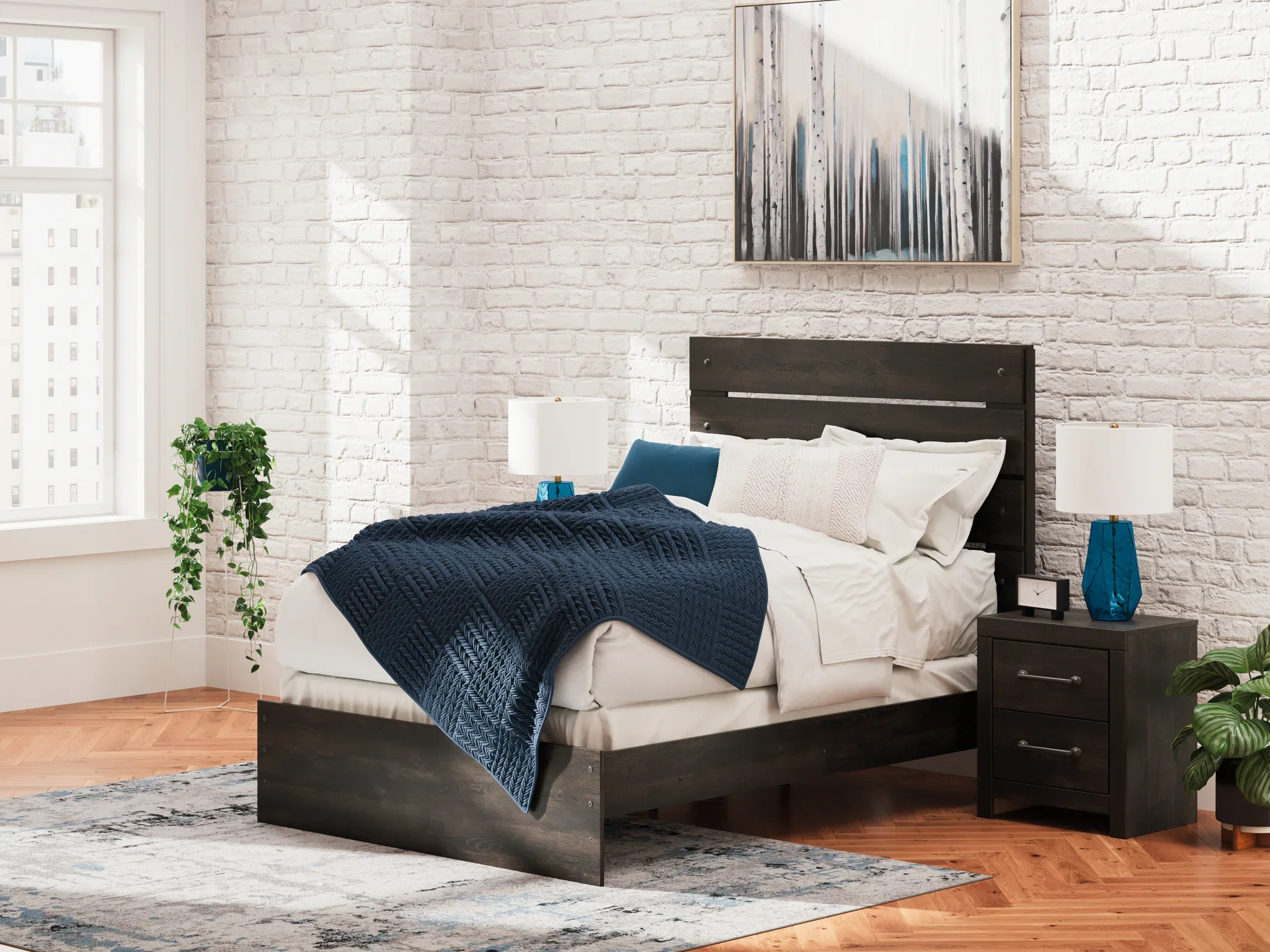 Hollivern - Dark Gray - Full Panel Bed - Image 2
