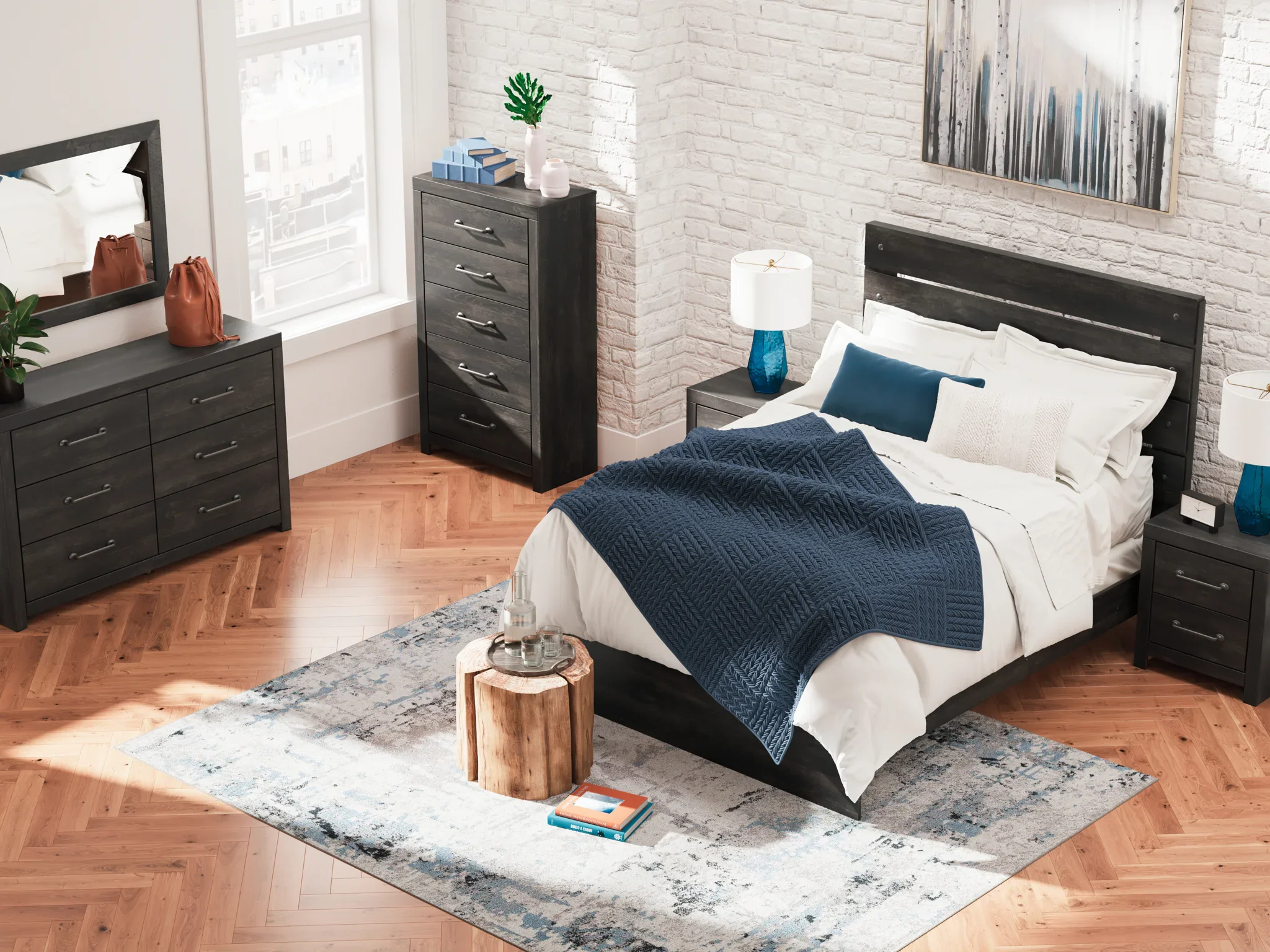 Hollivern - Dark Gray - Queen Panel Bed - Image 10