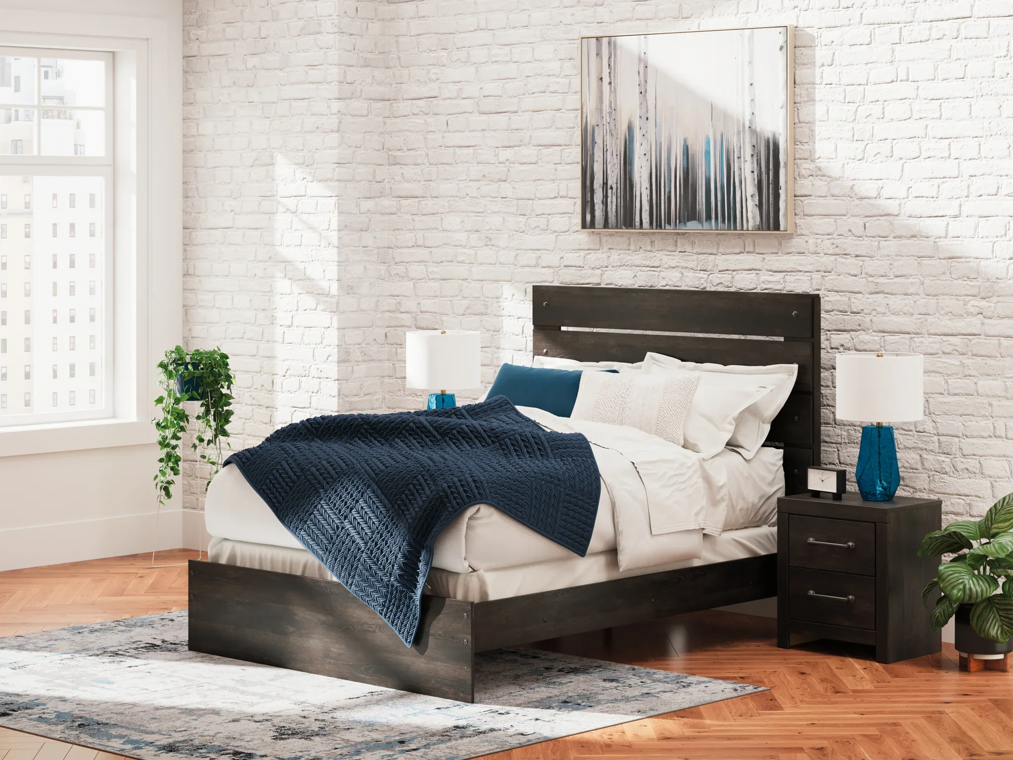 Hollivern - Dark Gray - Queen Panel Bed - Image 2