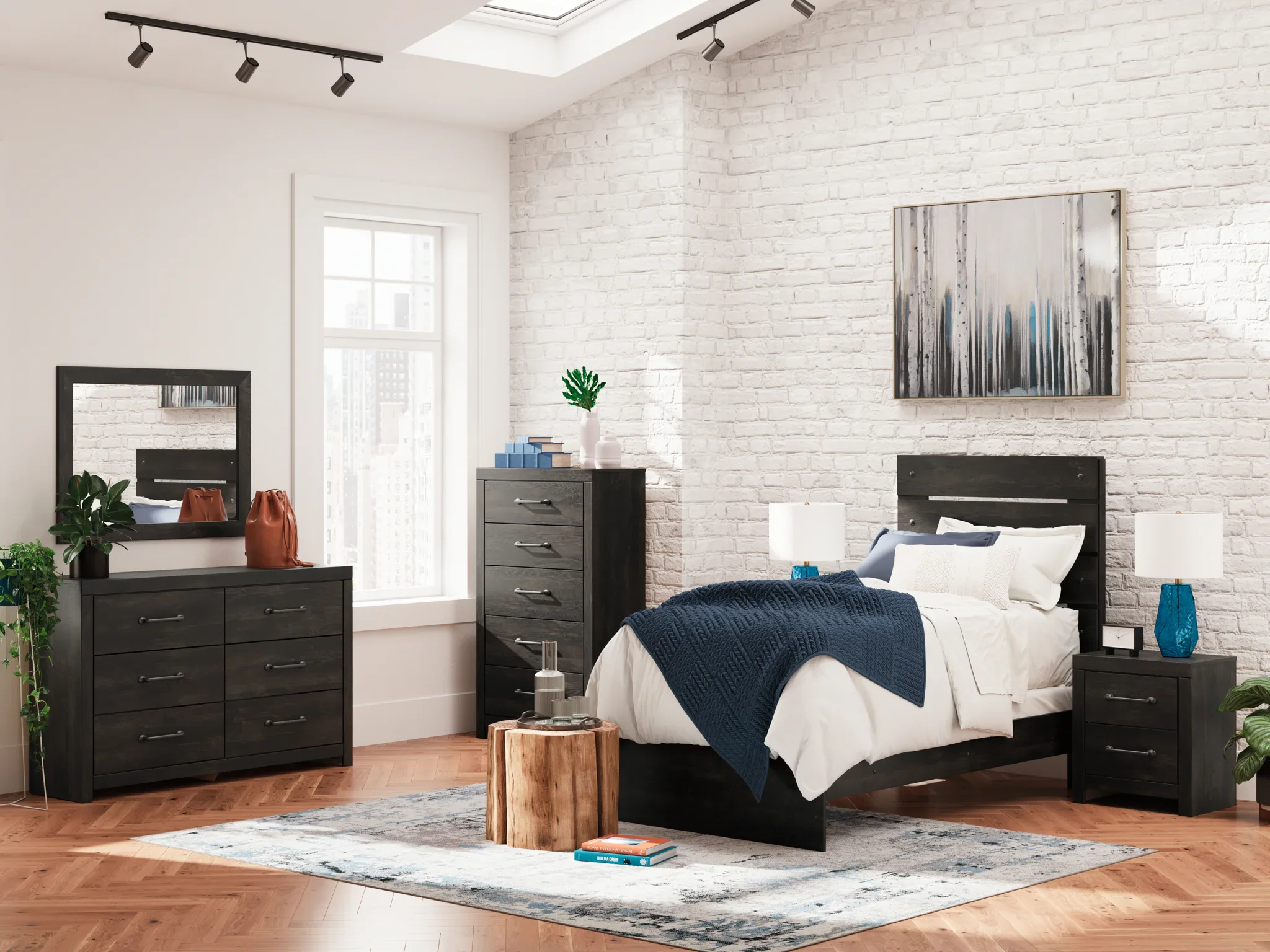 Hollivern - Dark Gray - Twin Panel Bed - Image 10