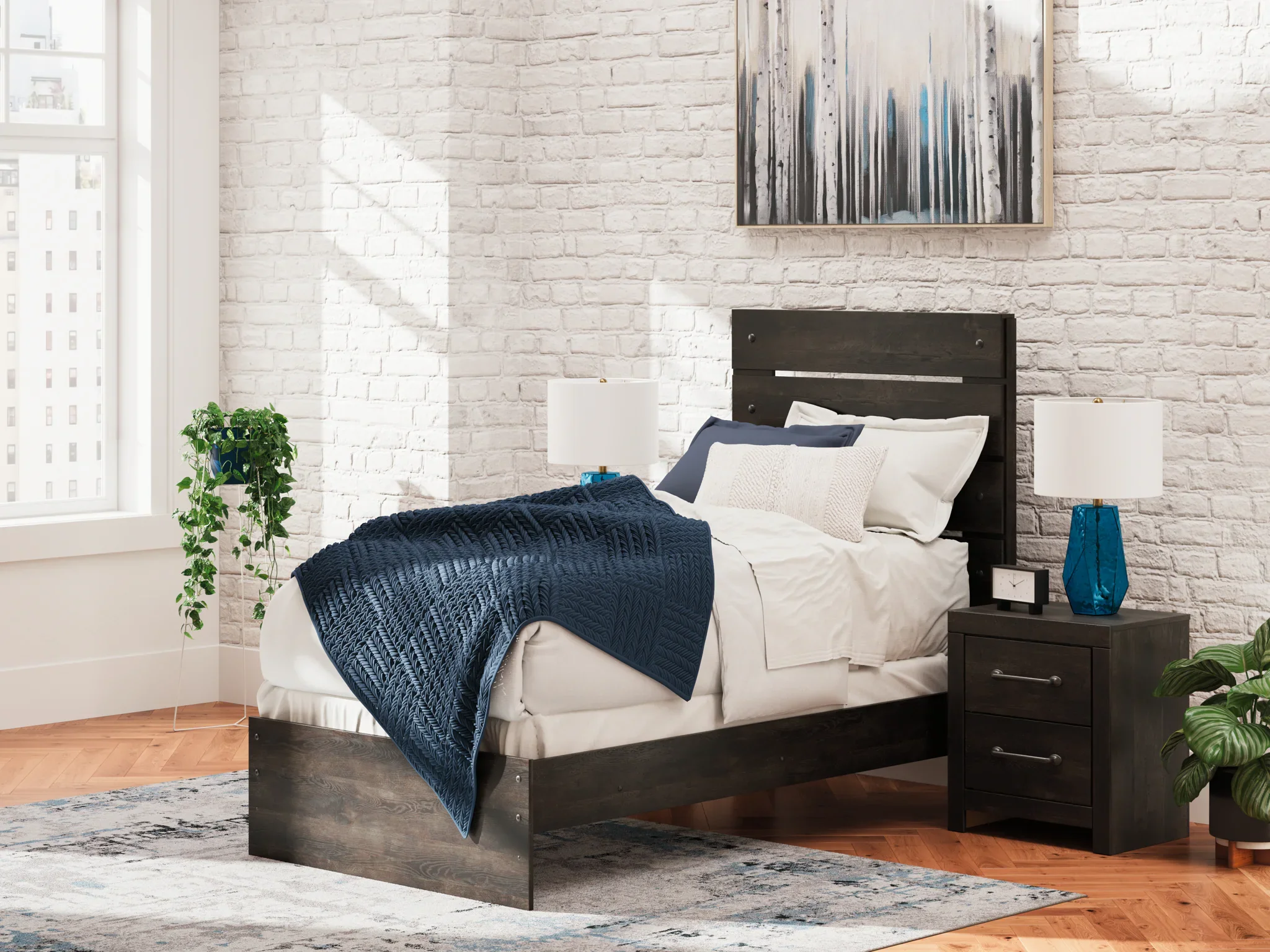 Hollivern - Dark Gray - Twin Panel Bed - Image 2