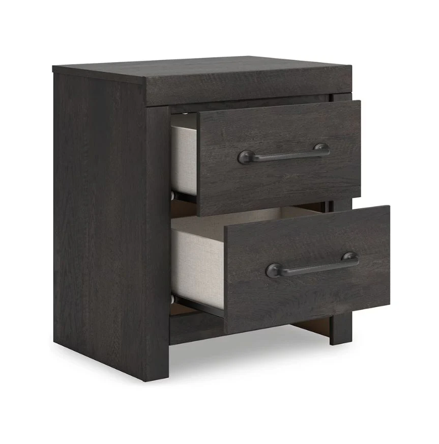 Hollivern - Dark Gray - Two Drawer Night Stand - Image 2