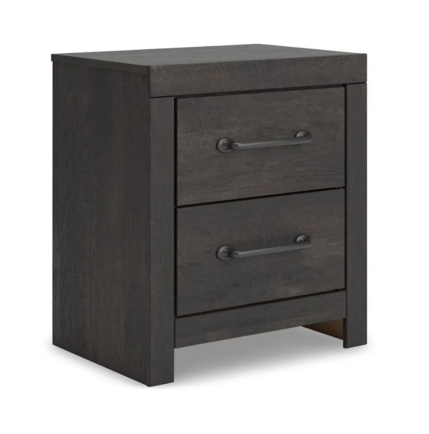 Hollivern - Dark Gray - Two Drawer Night Stand - Image 3