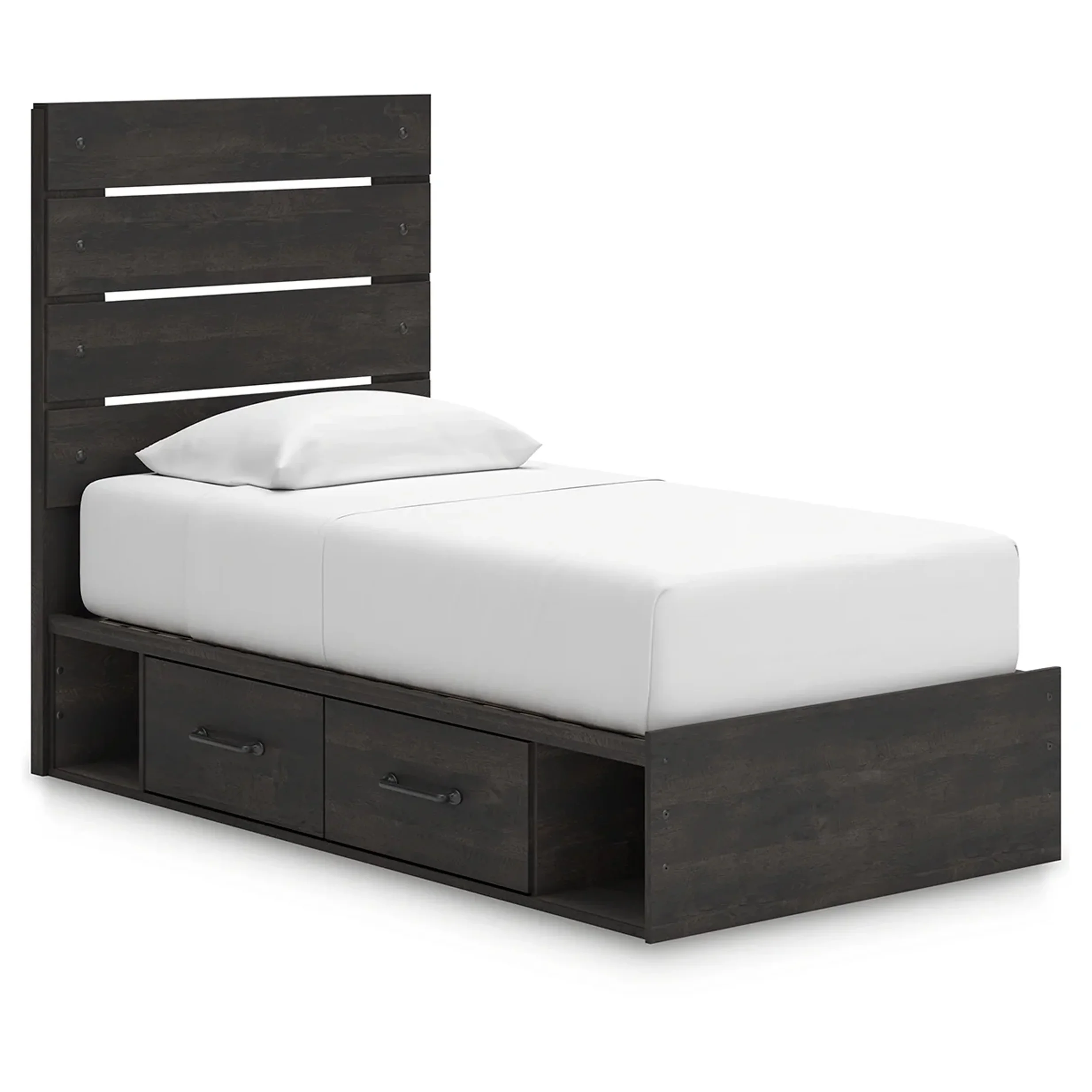 Hollivern - Twin Panel Bed With Storage - Dark Gray