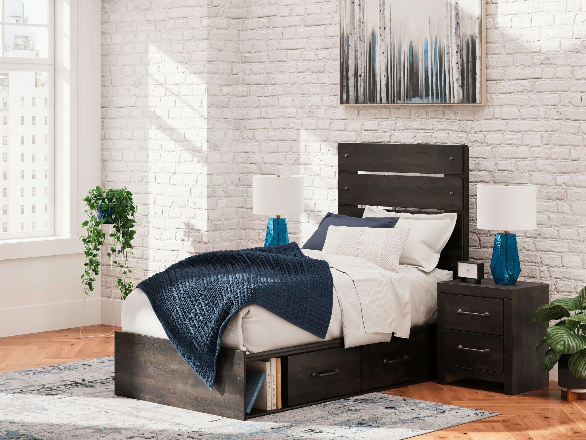 Hollivern - Twin Panel Storage Bed - Dark Gray - Image 4