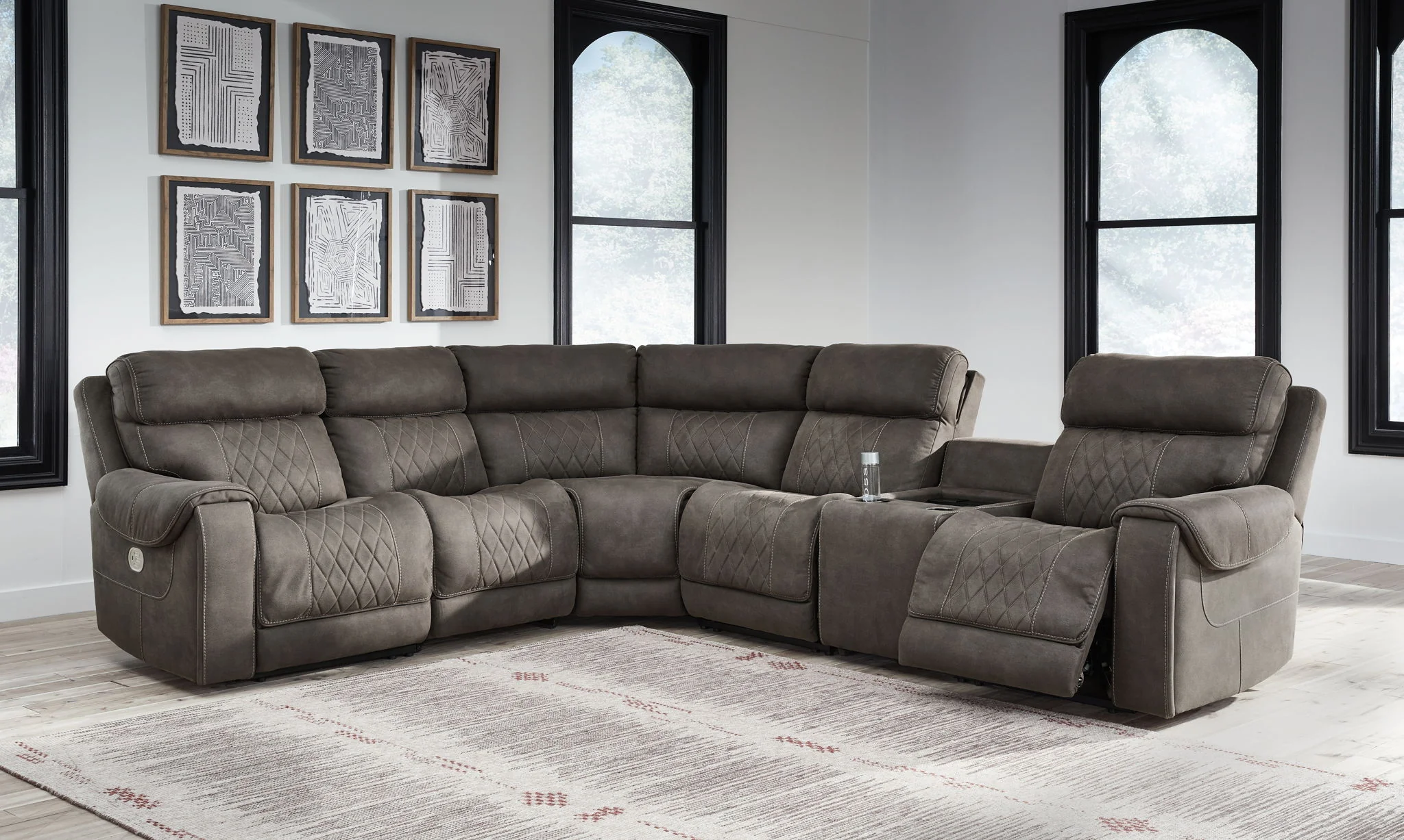 Hoopster - Gunmetal - Zero Wall Power Recliner With Console 6 Pc Sectional - Image 3