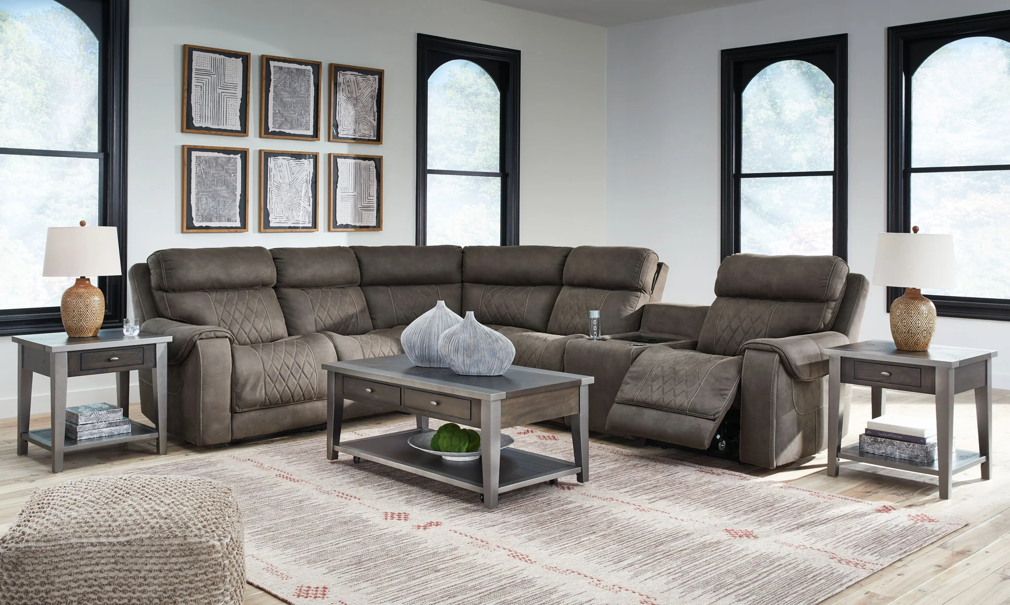 Hoopster - Gunmetal - Zero Wall Power Recliner With Console 6 Pc Sectional - Image 6