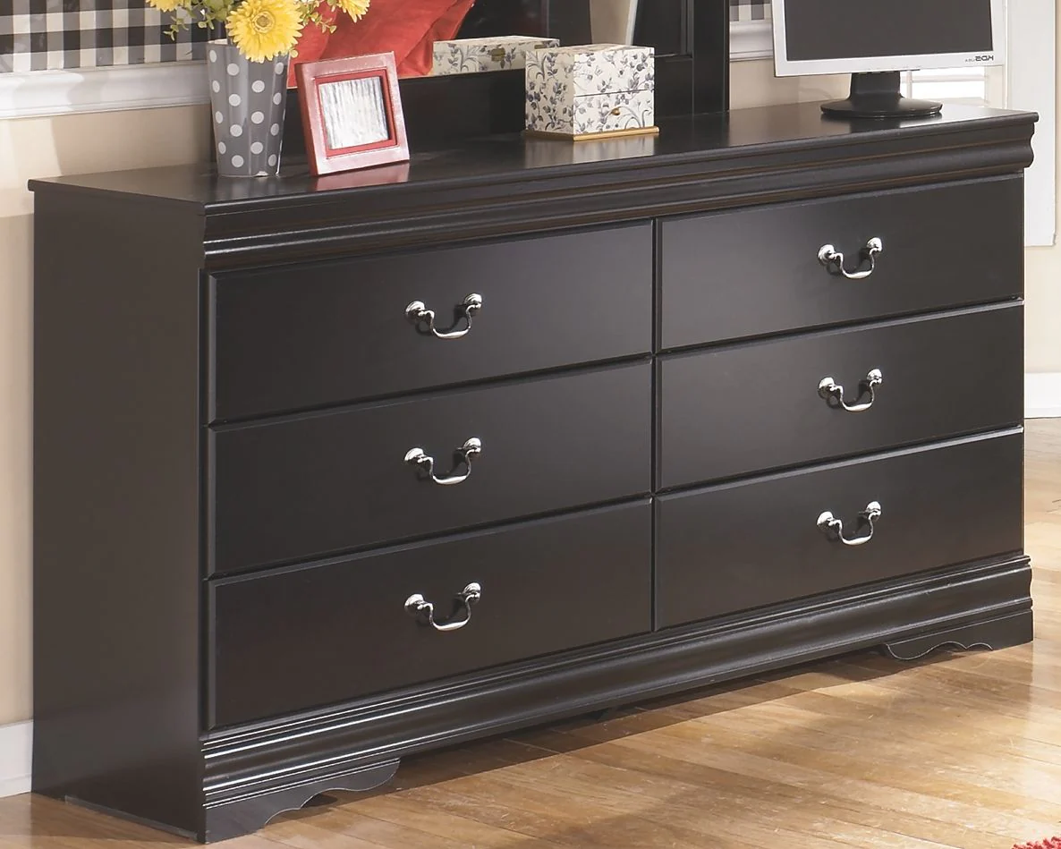 Huey - Black - Six Drawer Dresser - Image 2