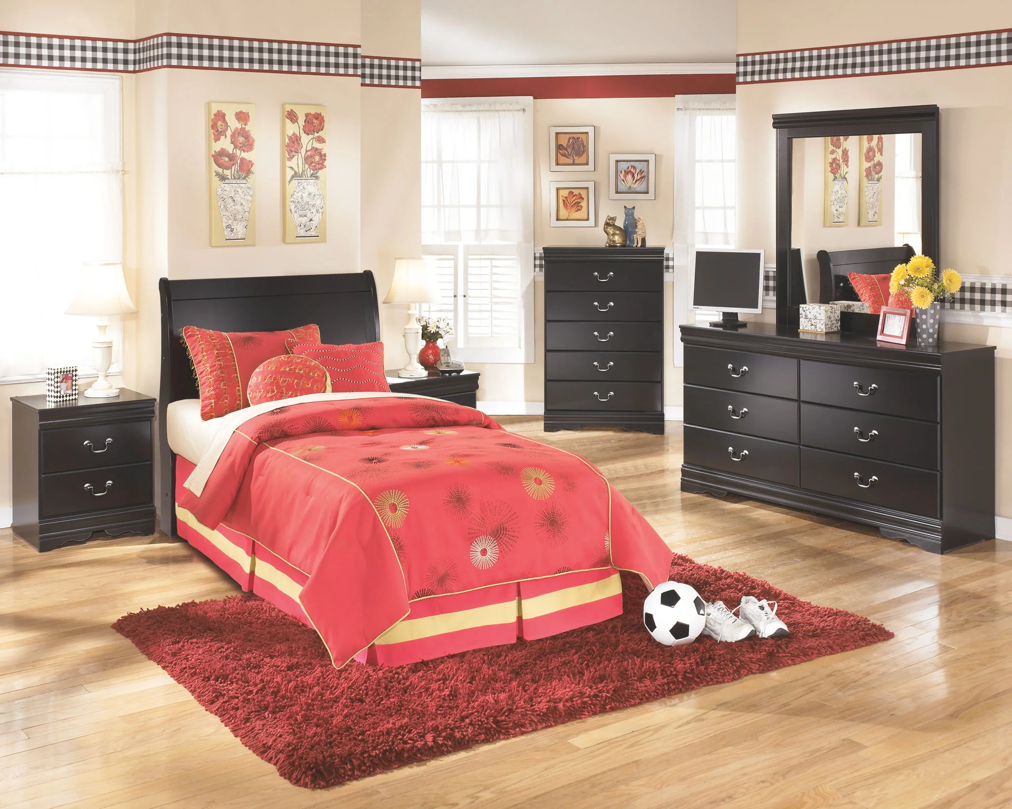 Huey - Black - Five Drawer Chest - Image 3