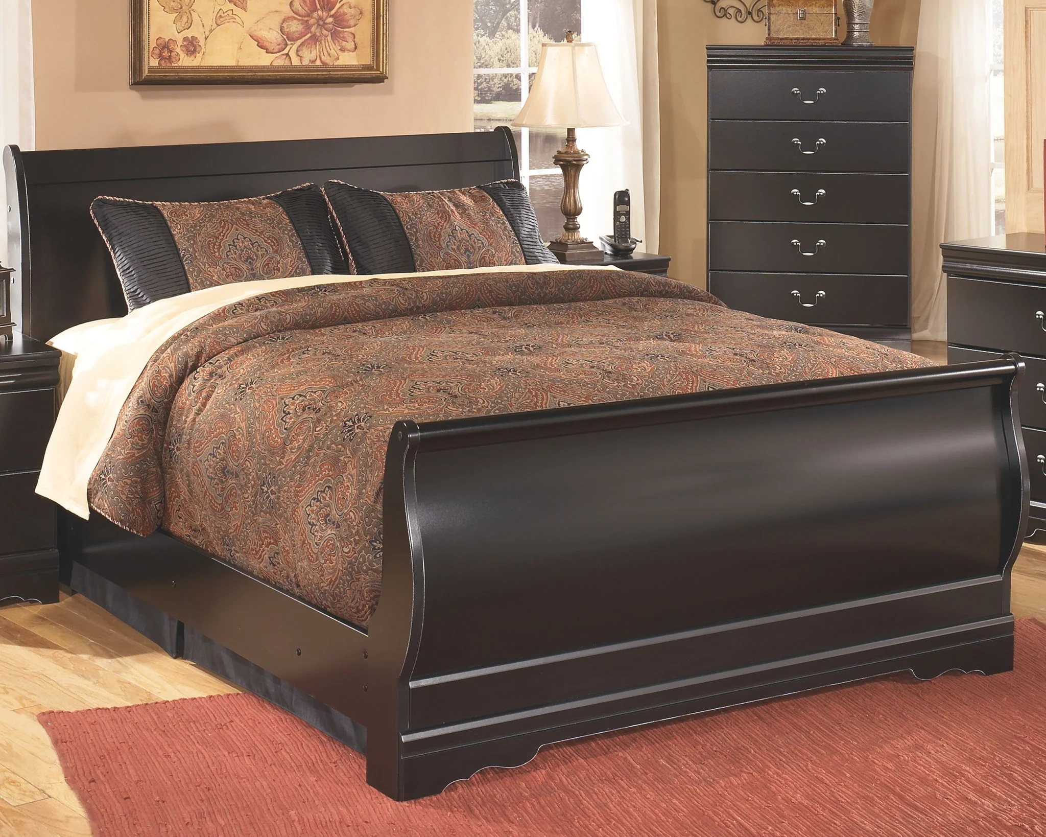 Huey Vineyard - Black - Full Sleigh Bed - Image 2