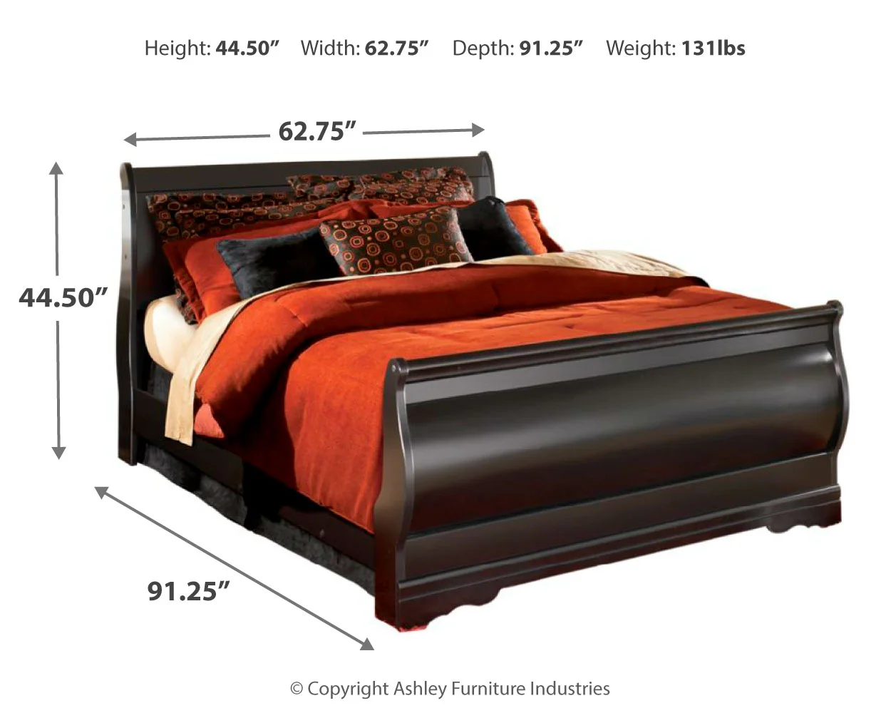 Huey Vineyard - Black - Queen Sleigh Bed - Image 4