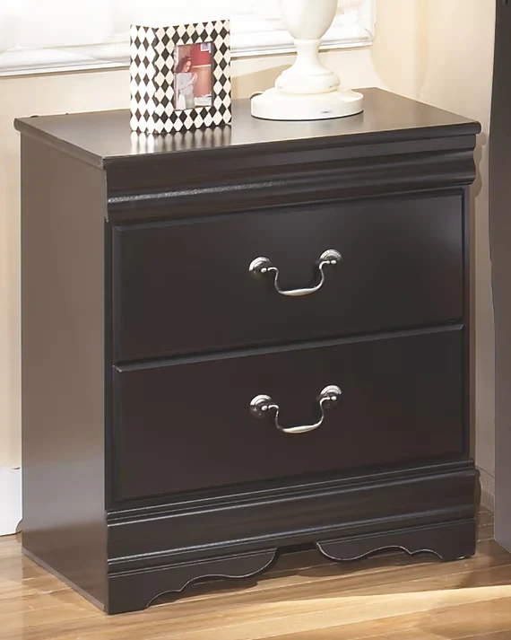 Huey - Black - Two Drawer Night Stand - Image 2