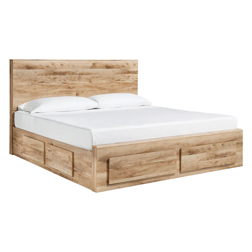 Hyanna - Tan - King Panel Bed With 4 Storage Drawers