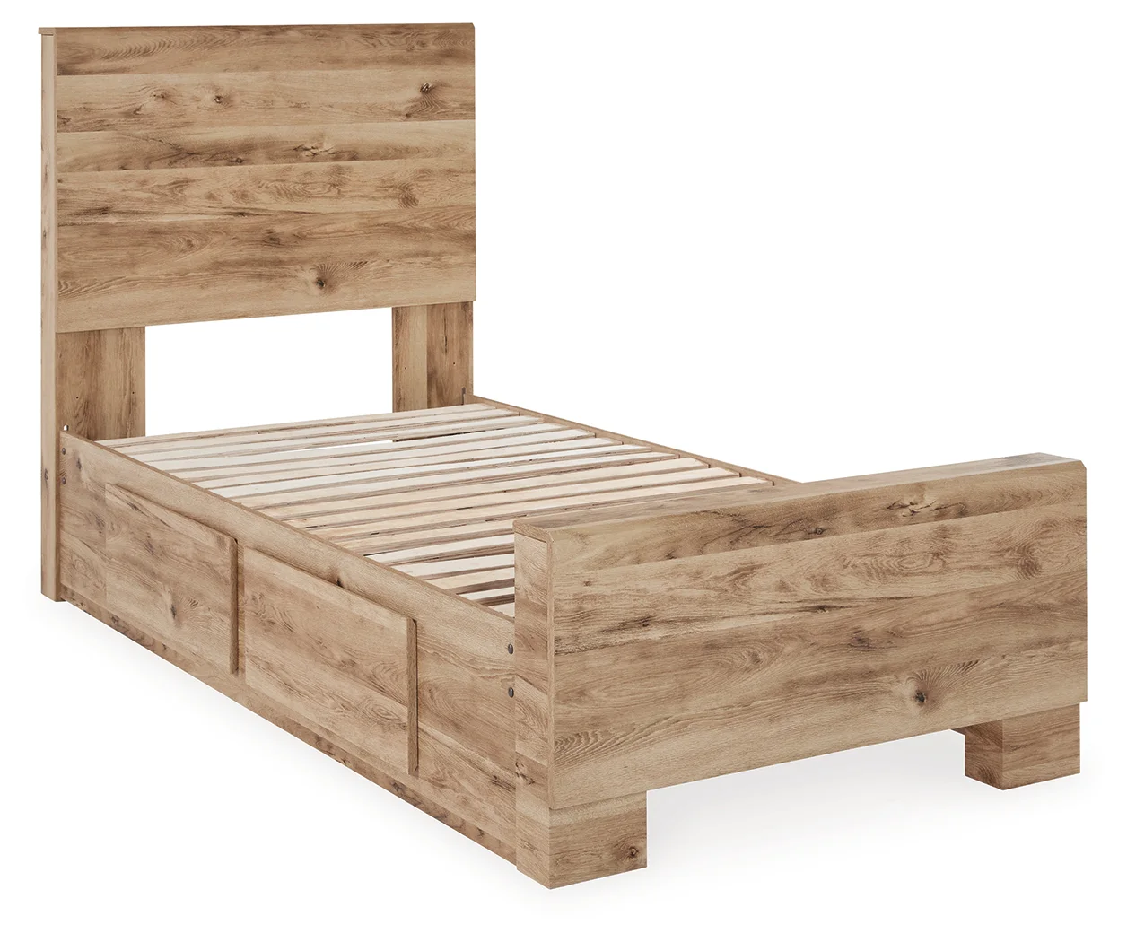 Hyanna - Tan - Twin Panel Bed With 1 Side Storage - Image 3
