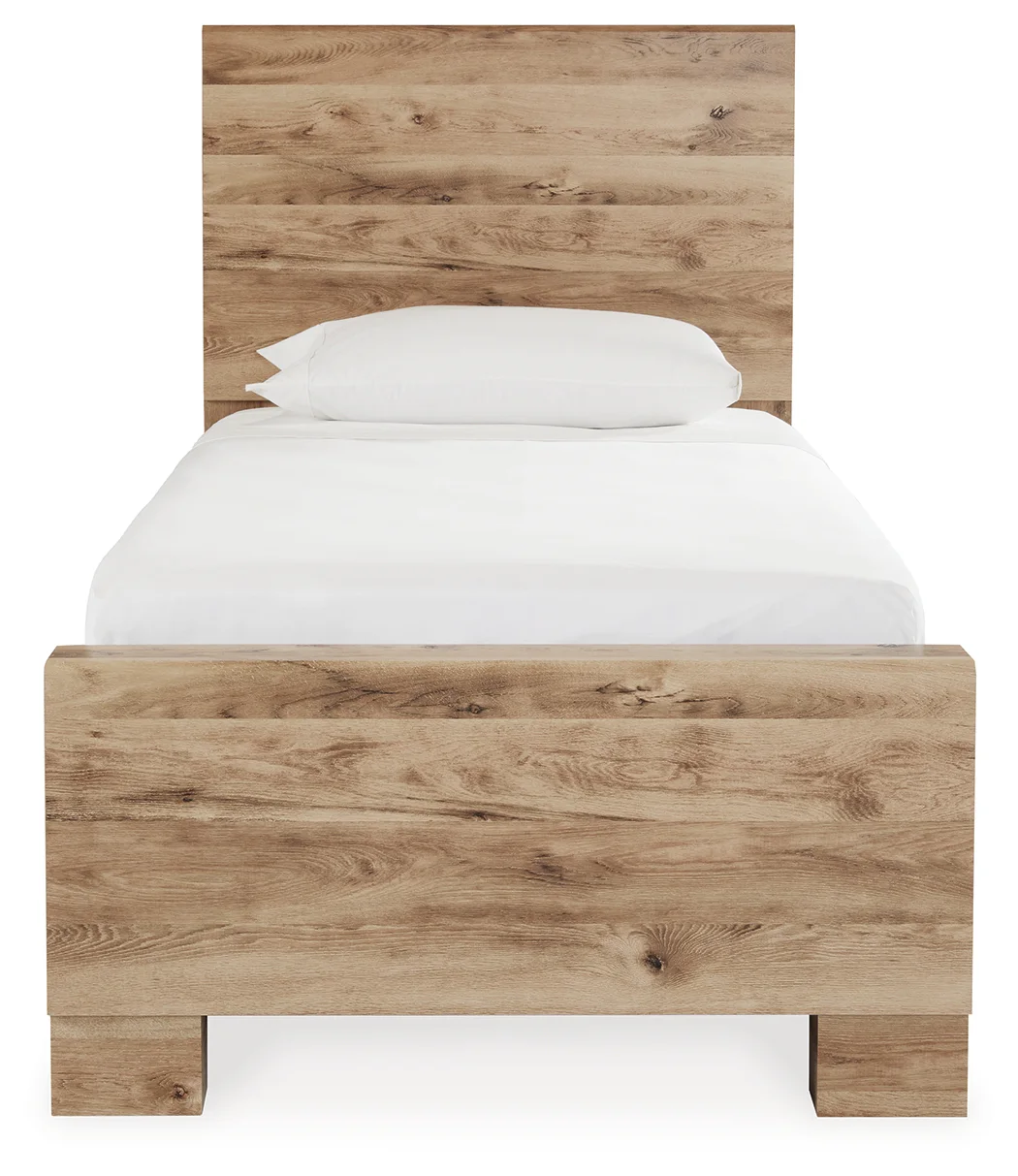 Hyanna - Tan - Twin Panel Bed With 1 Side Storage - Image 4