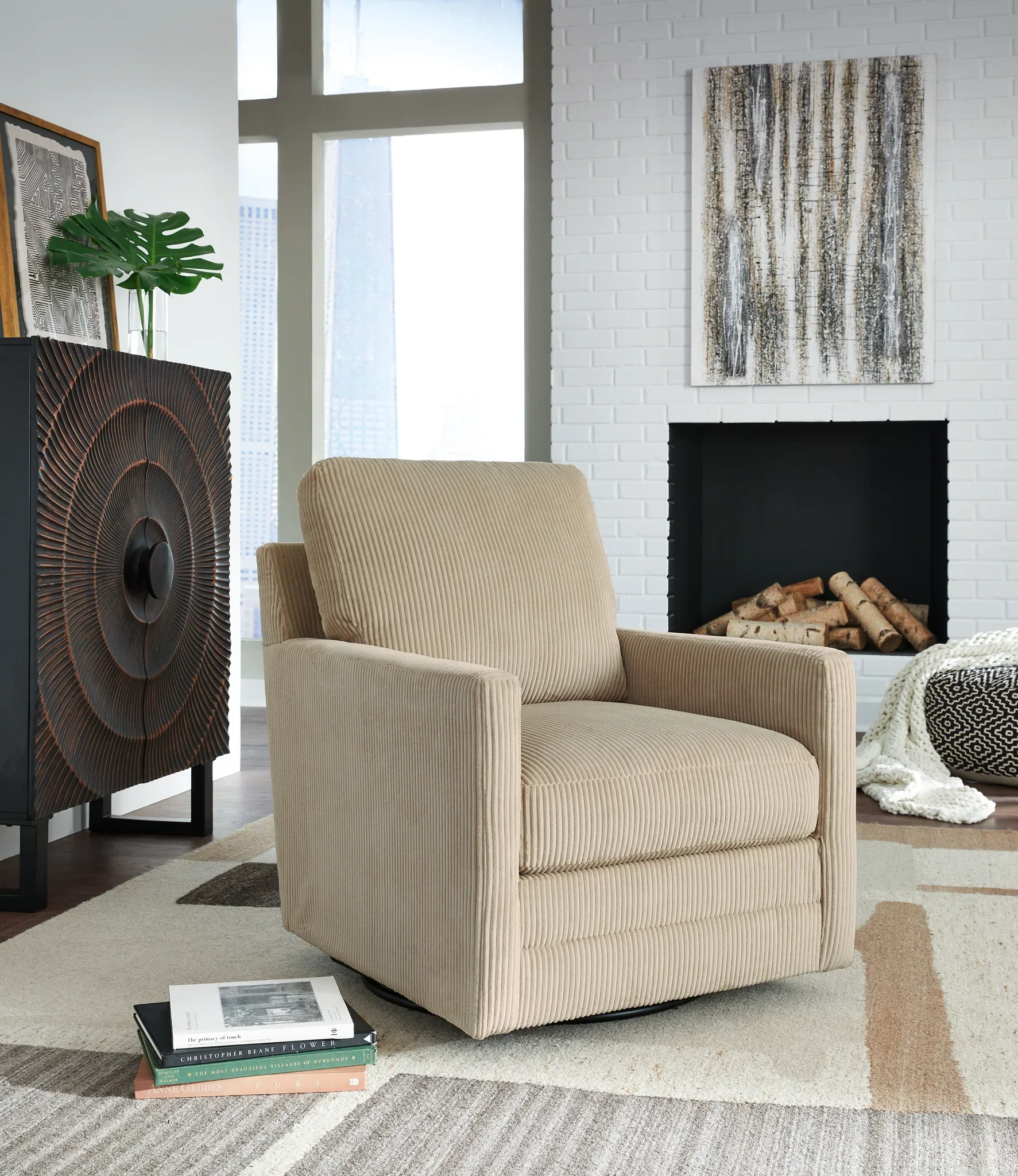 Icaman - Sand - Swivel Chair - Image 2