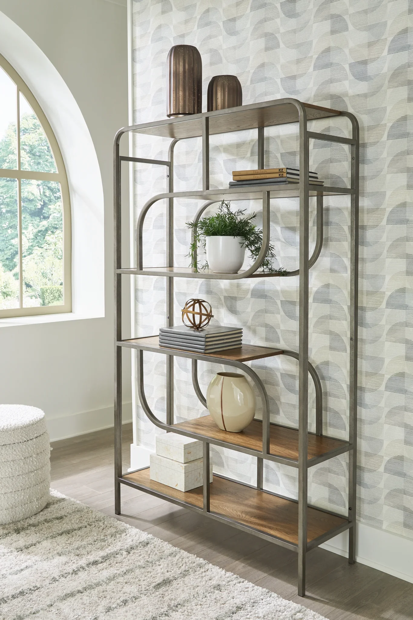 Jaddon - Brown / Antique Silver - Bookcase - Image 3