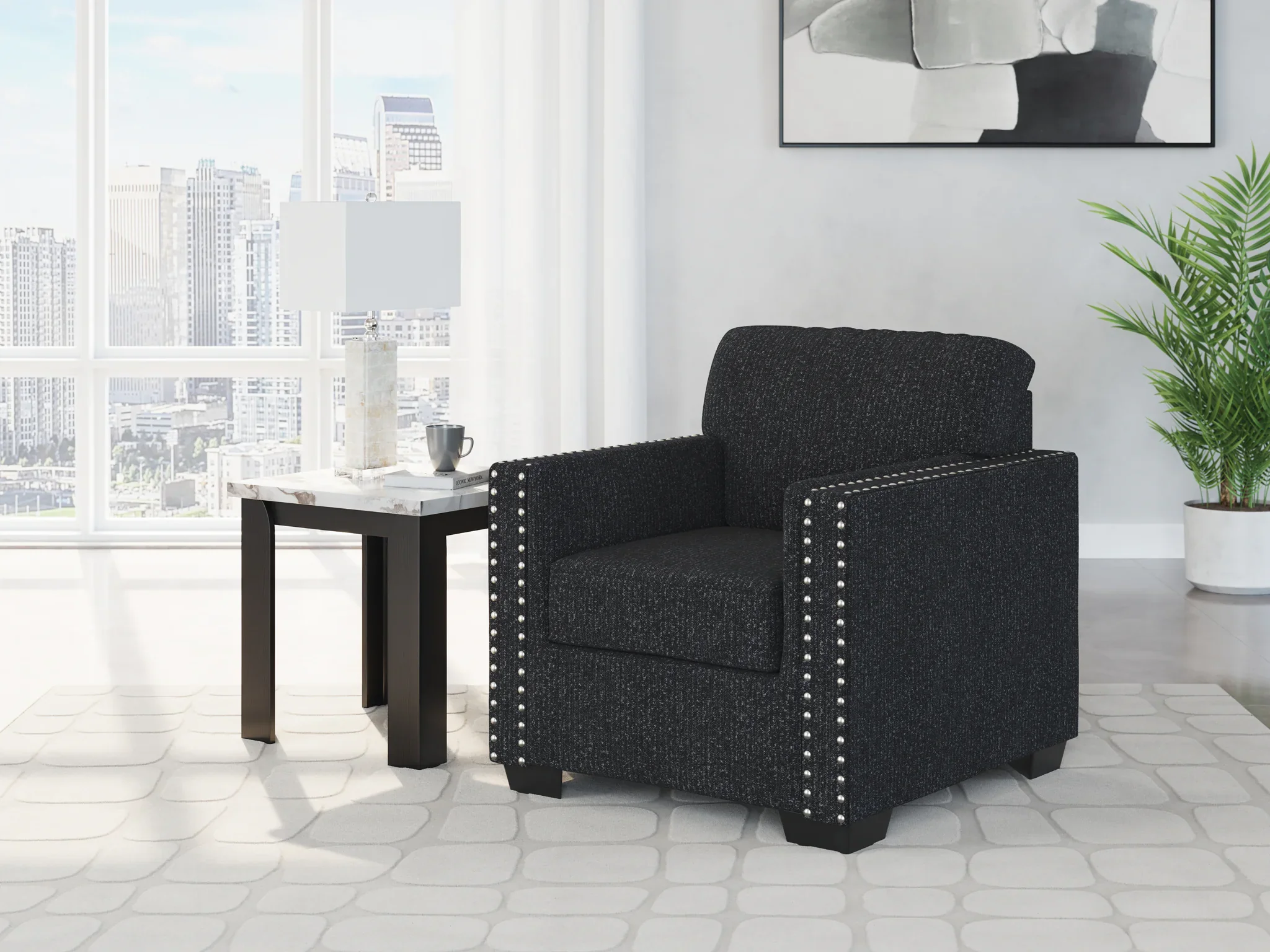 Jasmine Peaks - 4 Pc. - Sofa, Loveseat, Chair, Ottoman - Coal - Image 4
