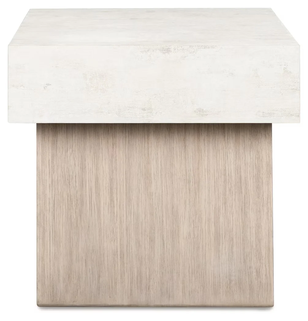 Jorlaina - Light Grayish Brown - Square End Table With Faux Cement Top - Image 4