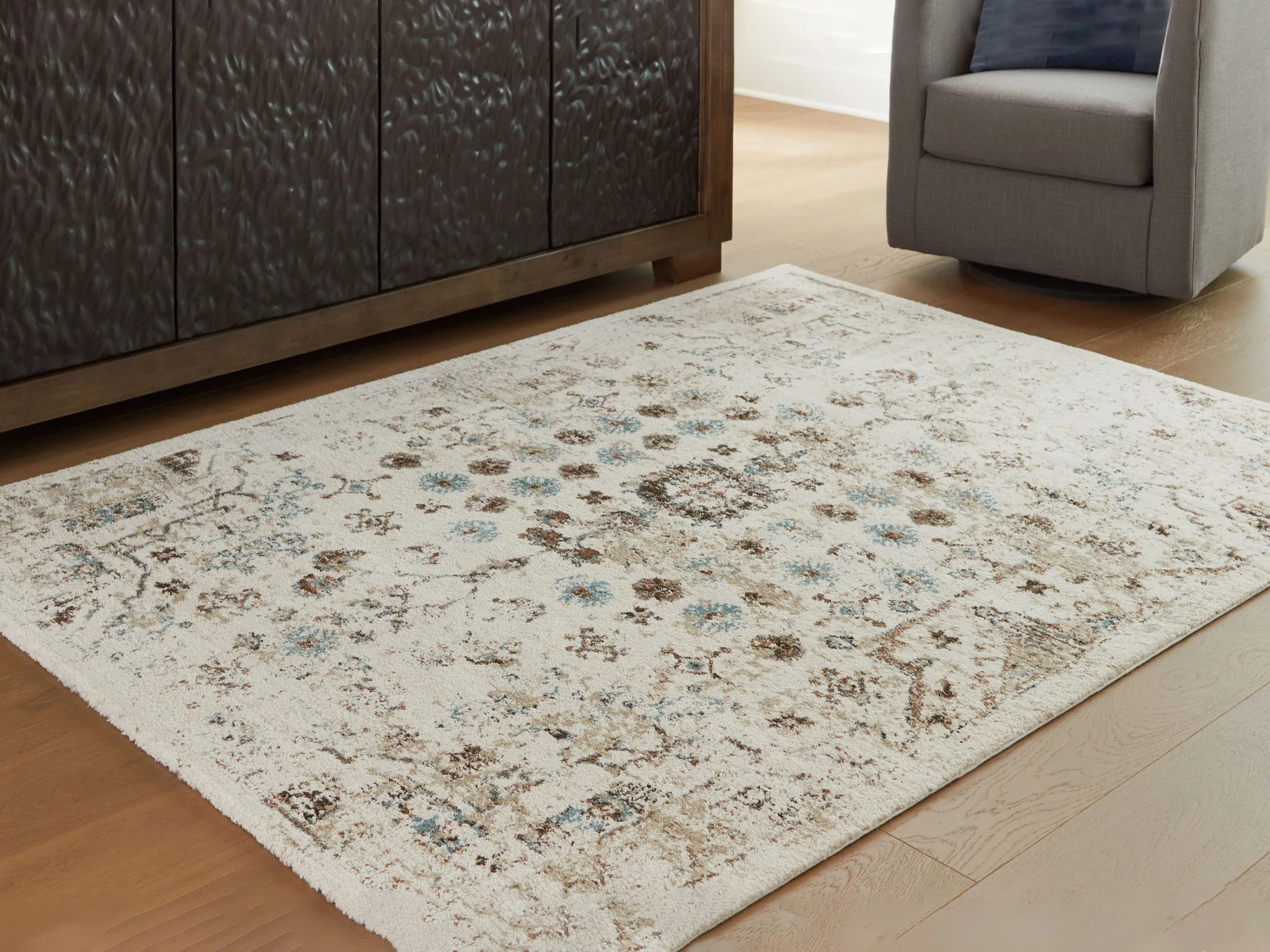 Jossler - Ivory / Brown / Teal - Large Rug - 8' x 10' - Image 2