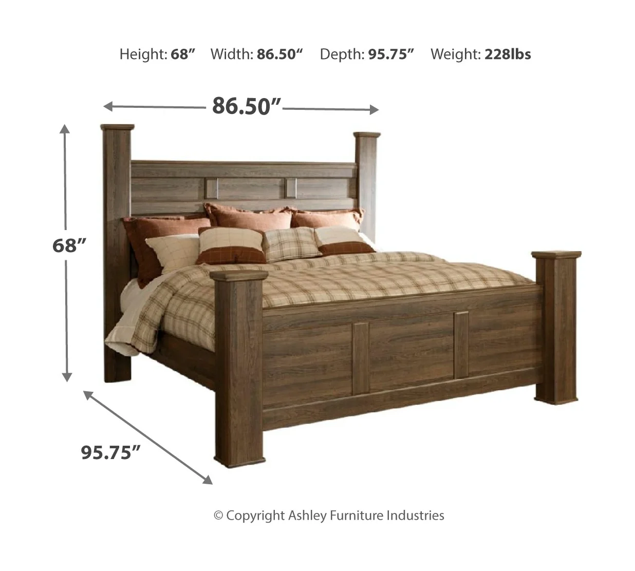 Juararo - Dark Brown - King Poster Bed - Image 4