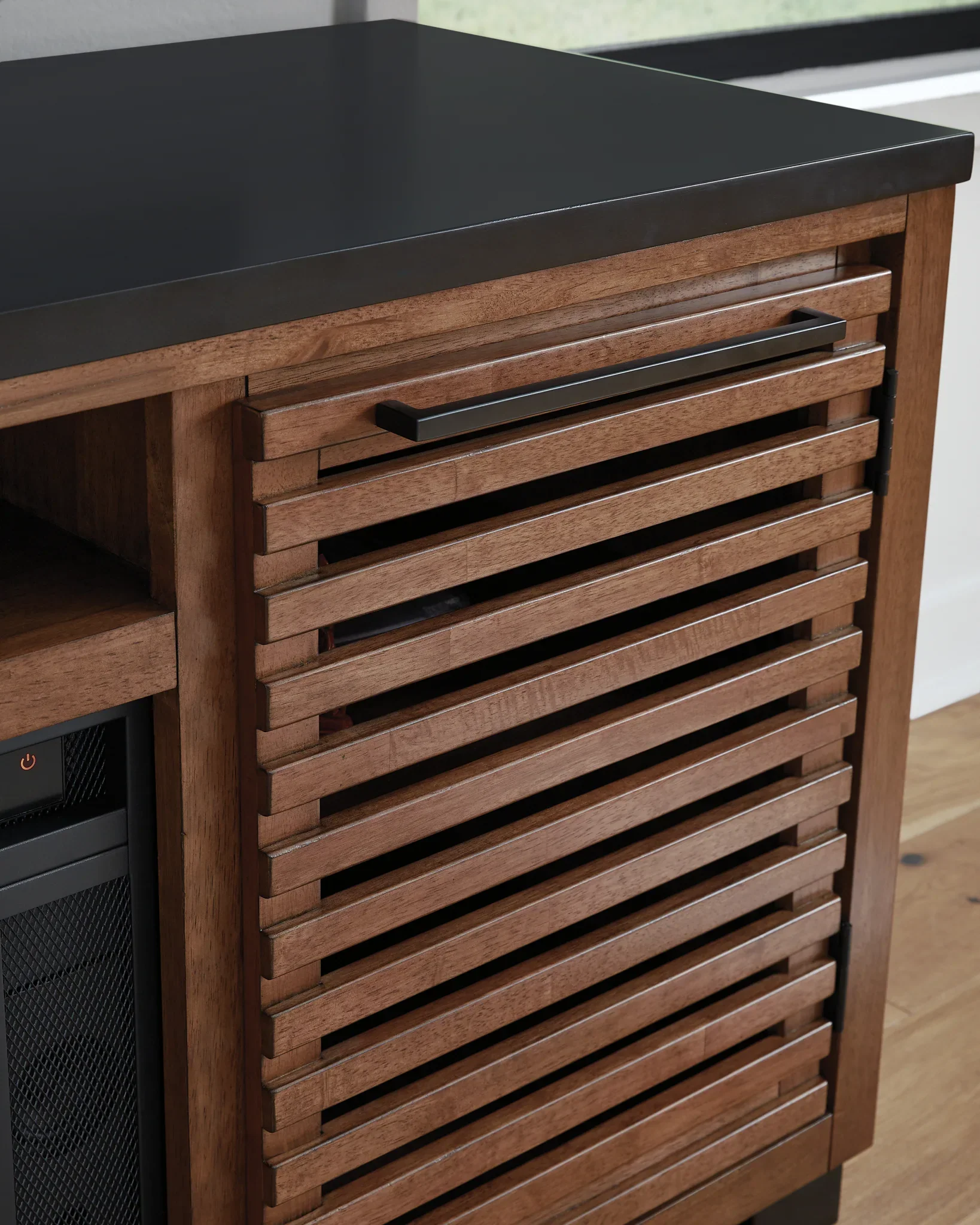 Kallari - Warm Brown / Black - 84" TV Stand With Electric Fireplace - Image 4