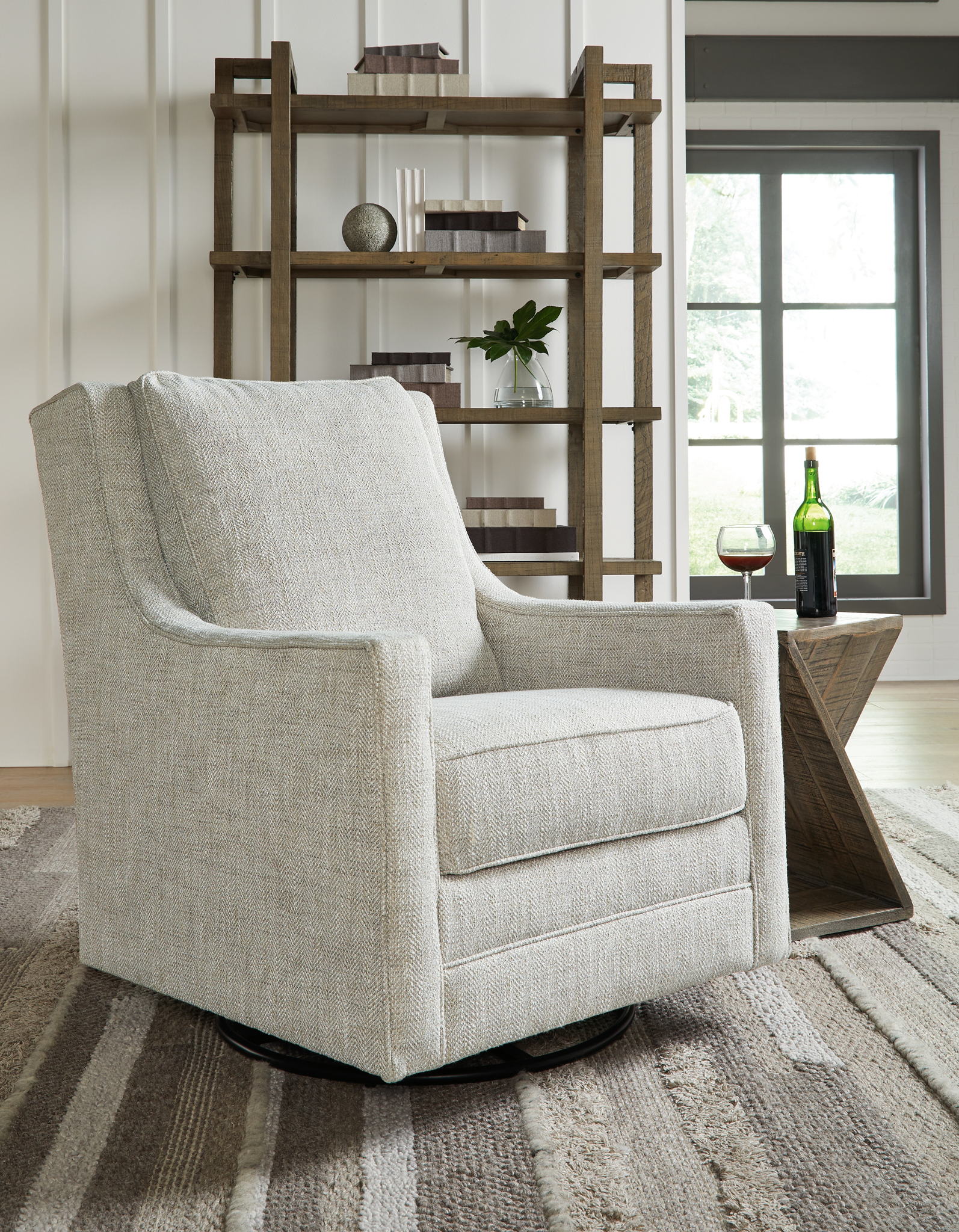 Kambria - Fog - Swivel Glider Accent Chair - Image 2