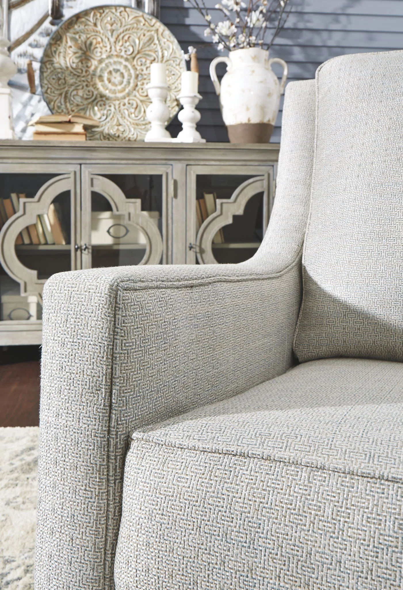 Kambria - Frost - Swivel Glider Accent Chair - Image 3