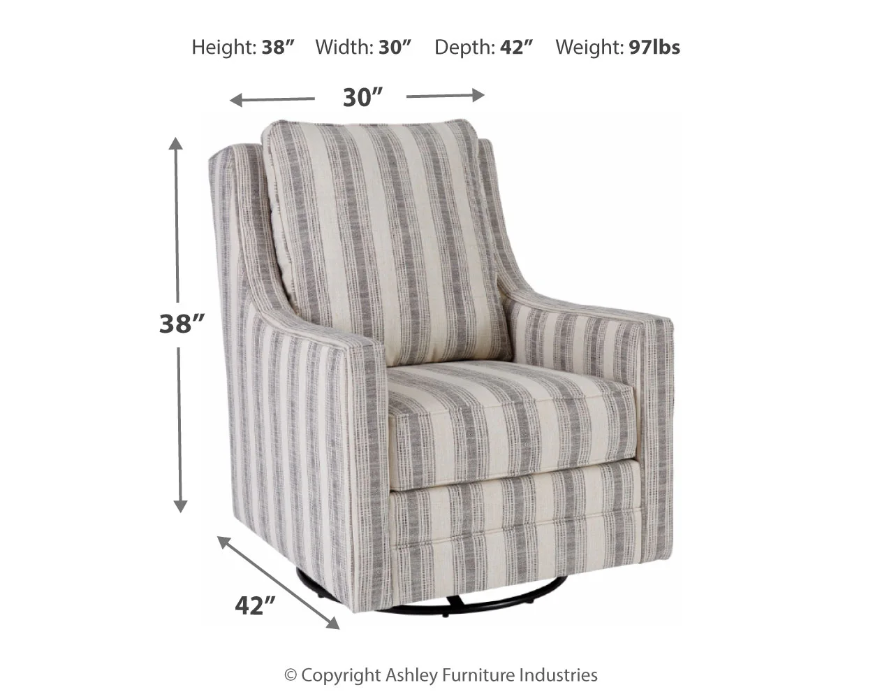Kambria - Ivory / Black - Swivel Glider Accent Chair - Image 4