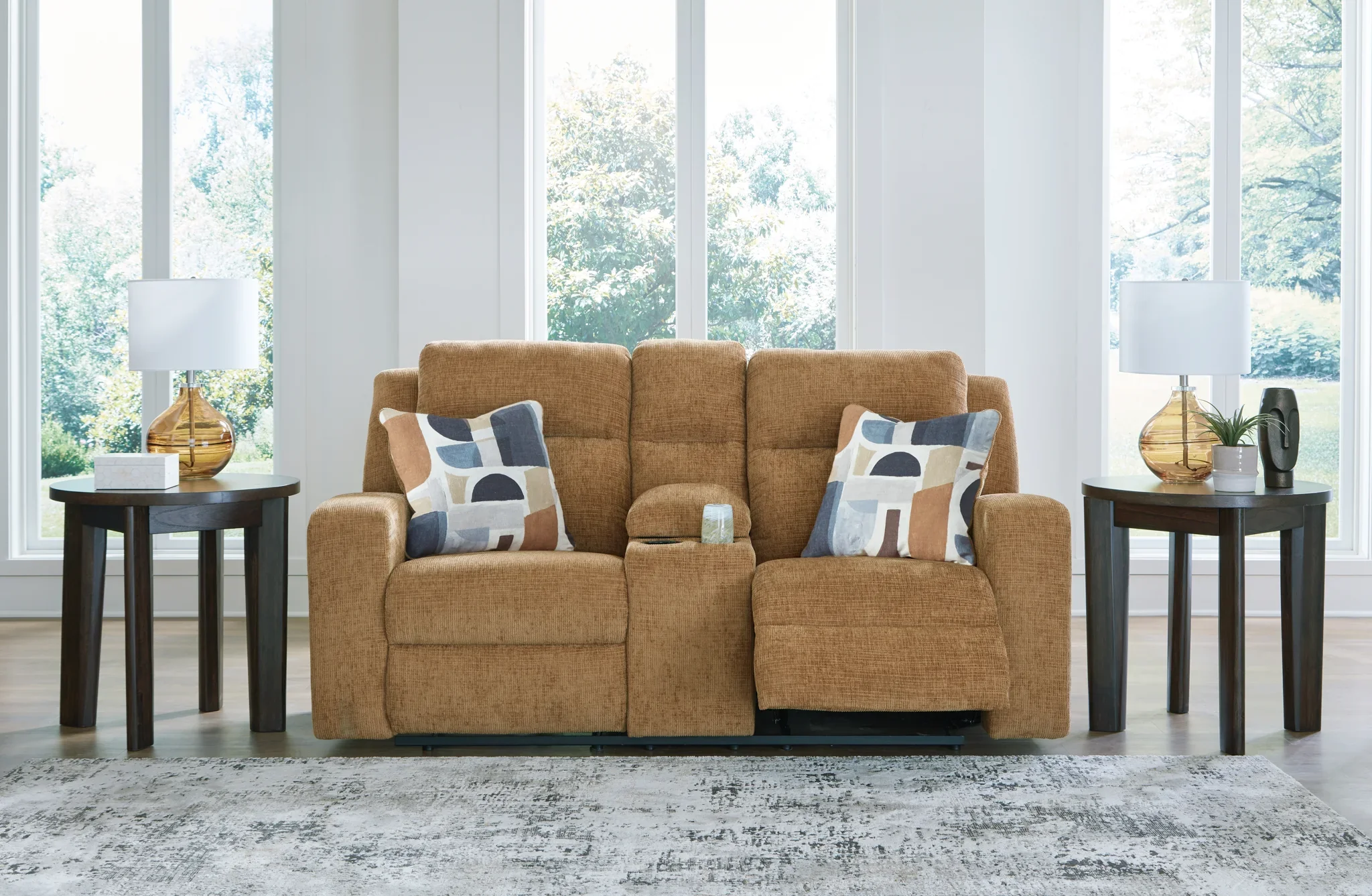 Kanlow - Honey - Dbl Reclining Loveseat With Console - Image 5