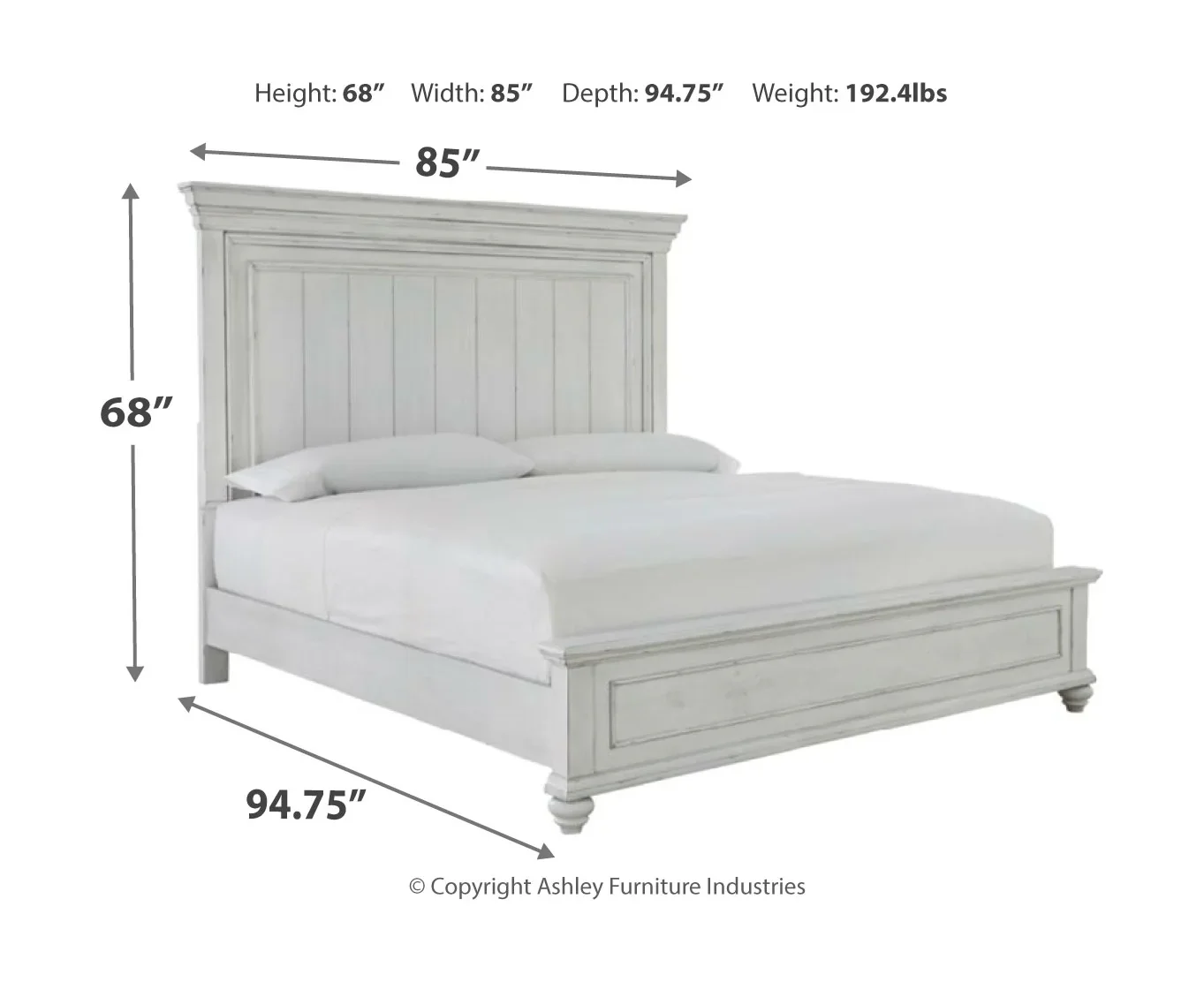 Kanwyn - Whitewash - California King Panel Bed With Storage Bench - Image 4