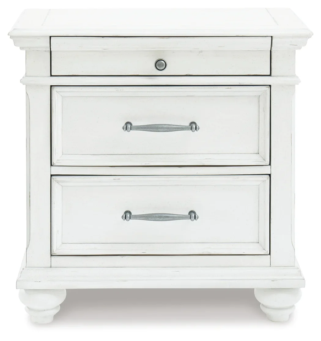 Kanwyn - Whitewash - Three Drawer Night Stand - Image 3