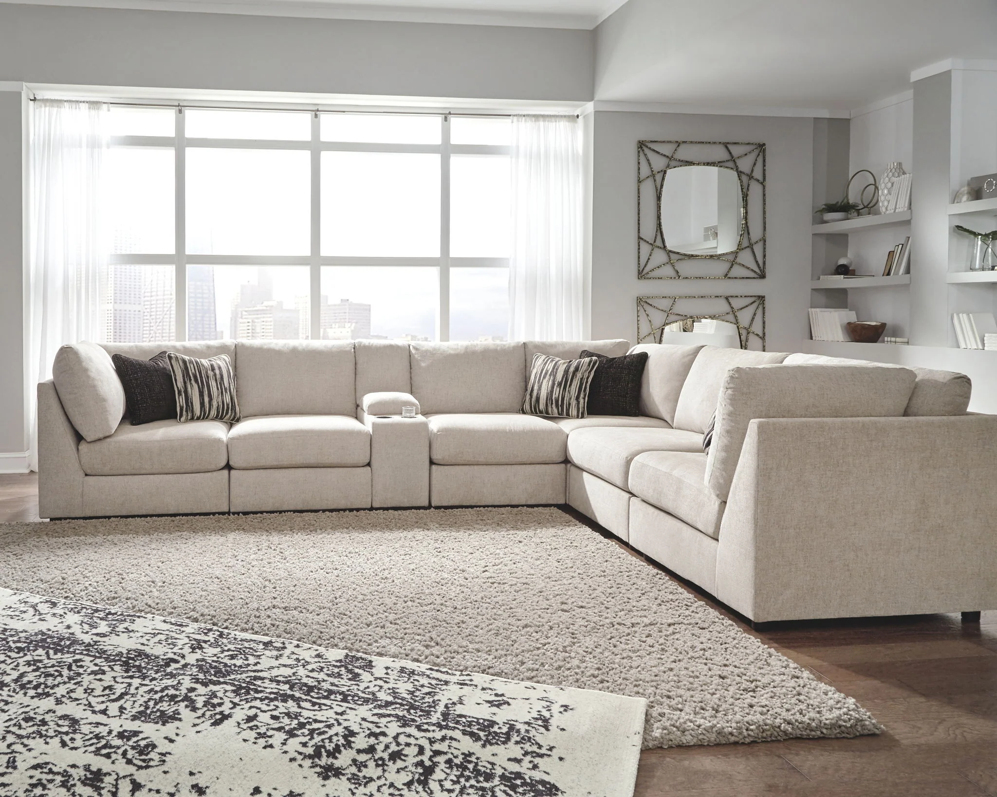 Kellway - Bisque - Armless Chairs Corner 7 Pc Sectional - Image 2