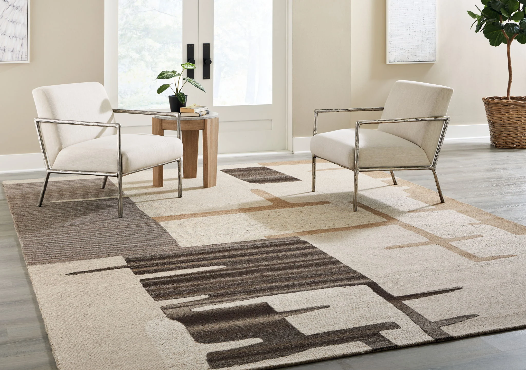Kencher - Beige / Brown - Extra Large Rug - 10' x 14' - Image 2