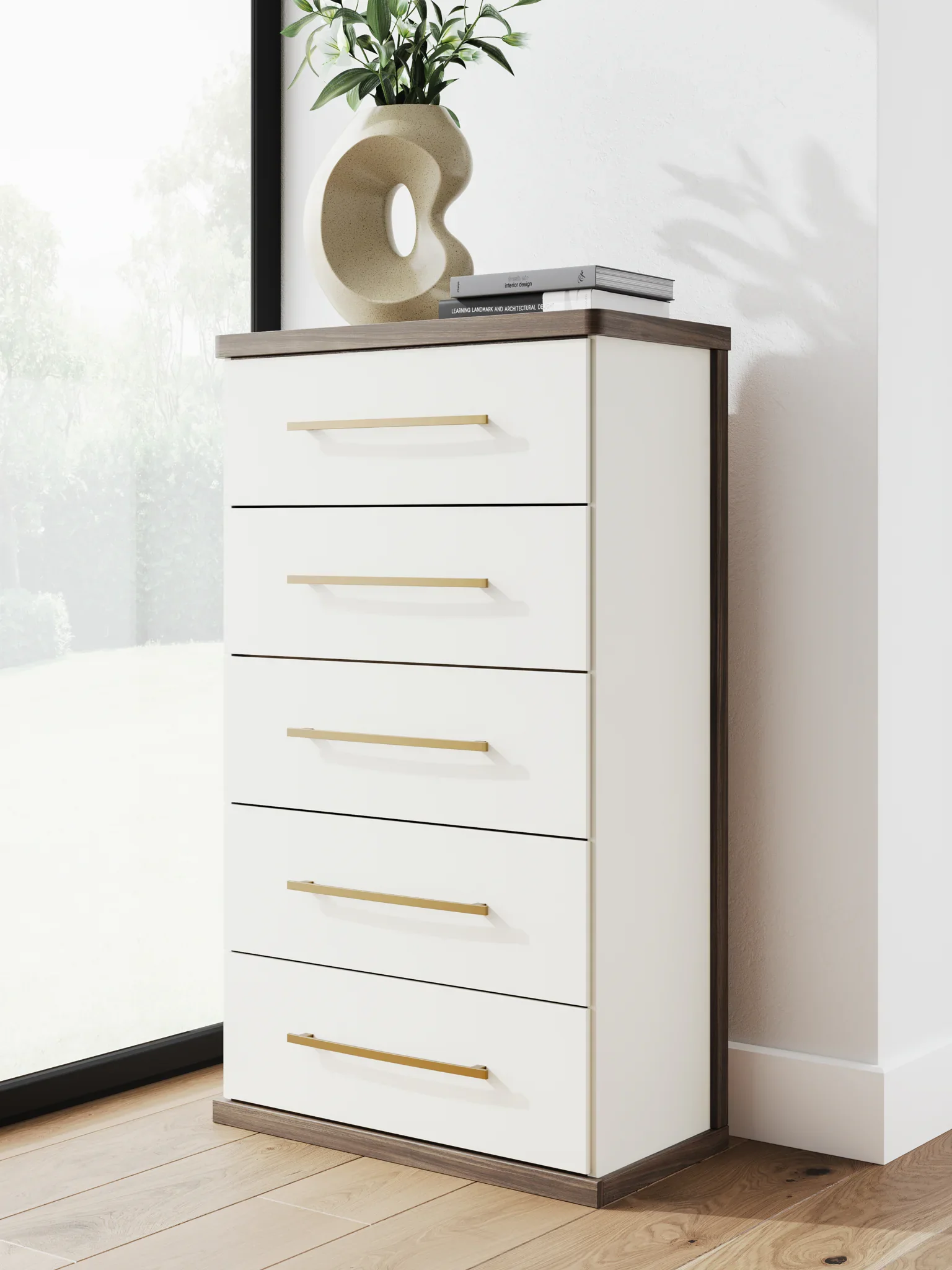 Kendanport - Brown / White - Five Drawer Chest - Image 2